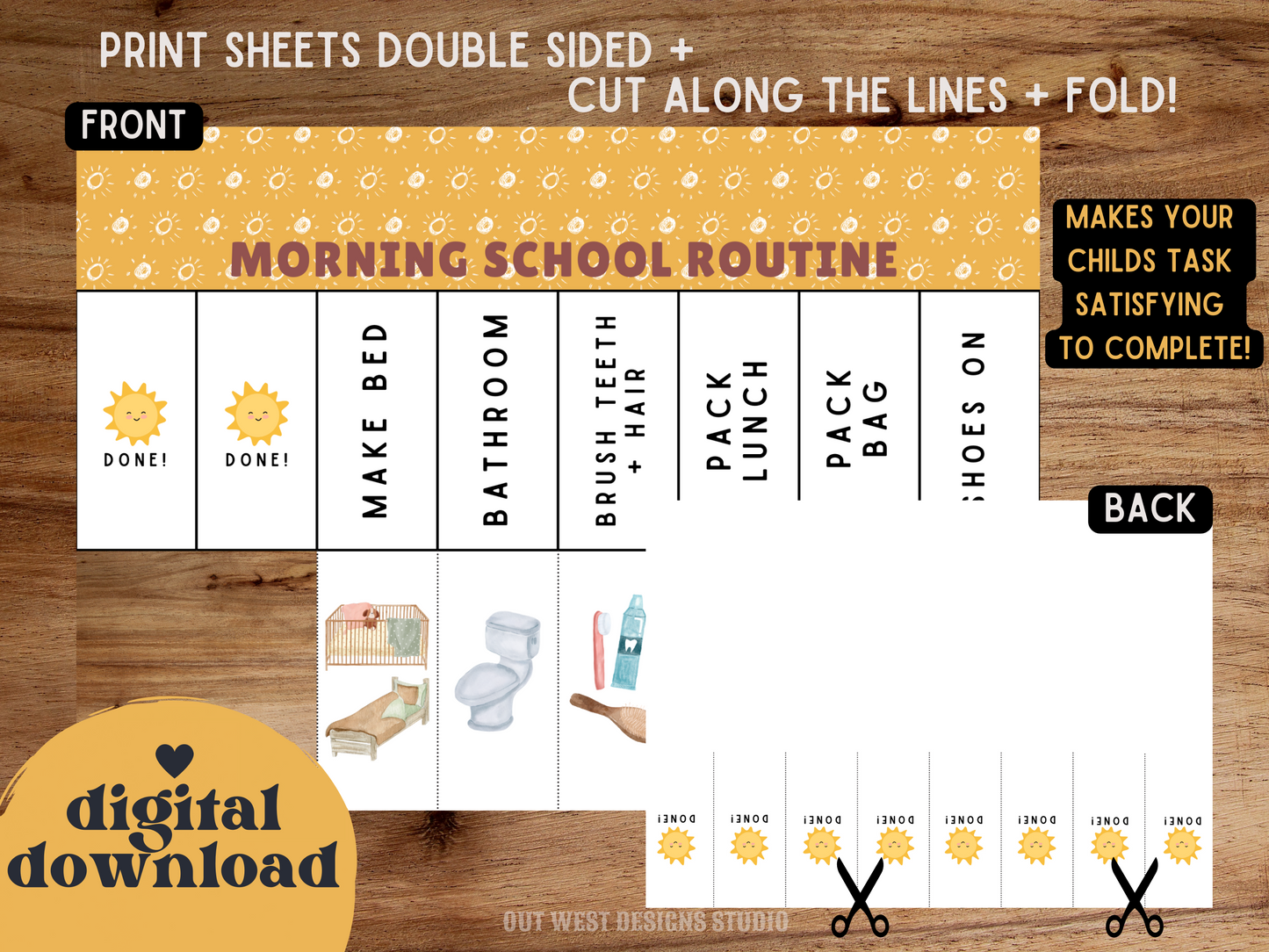 Boho Morning School Routine | Digital wakeup Flip Chart | Chore Checklist | Printable | Schedule for Kid | Montessori planner