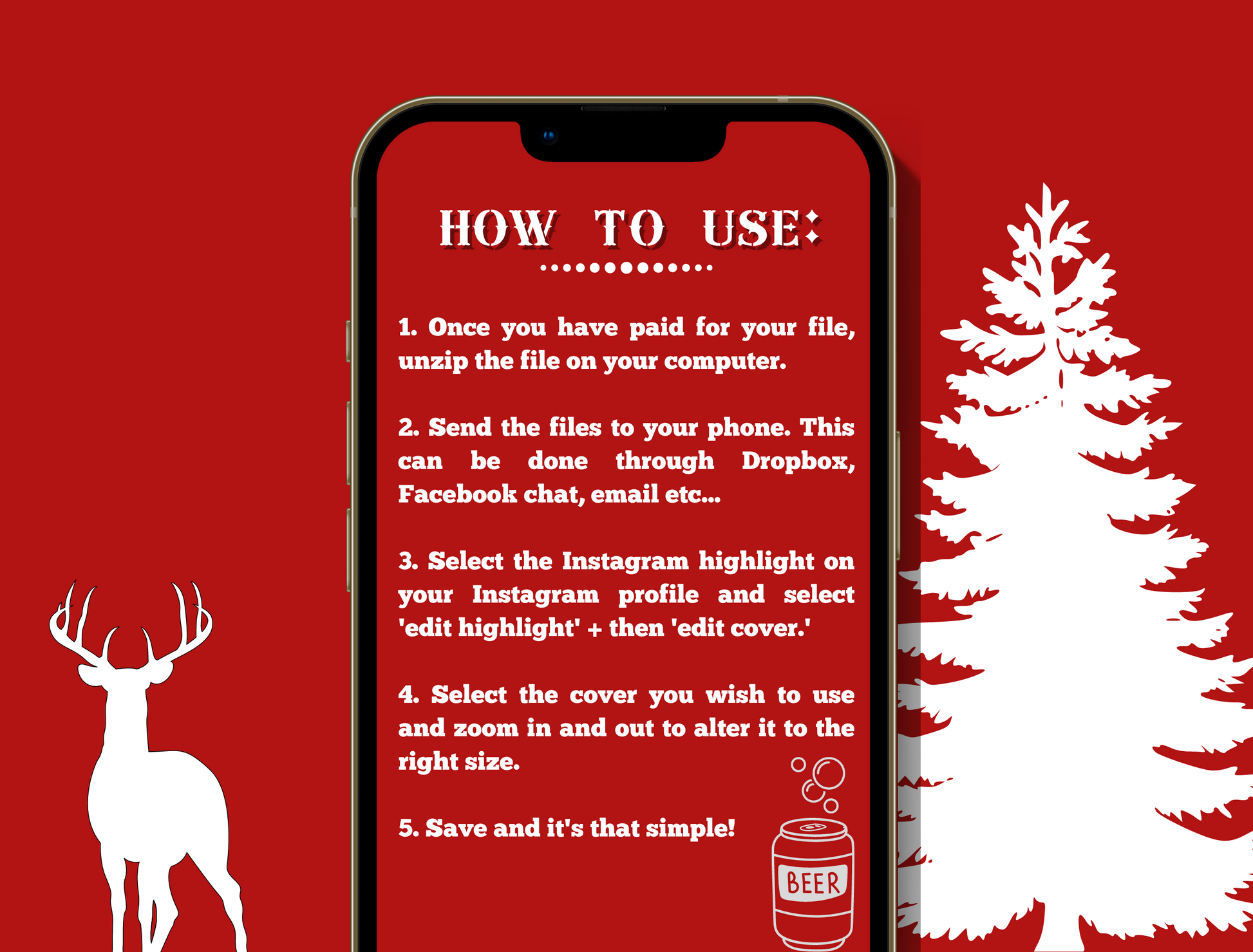 Redneck Country Instagram highlight covers + story backgrounds - Red hunting camo - Western IG icons | deer elk bear hunter social media