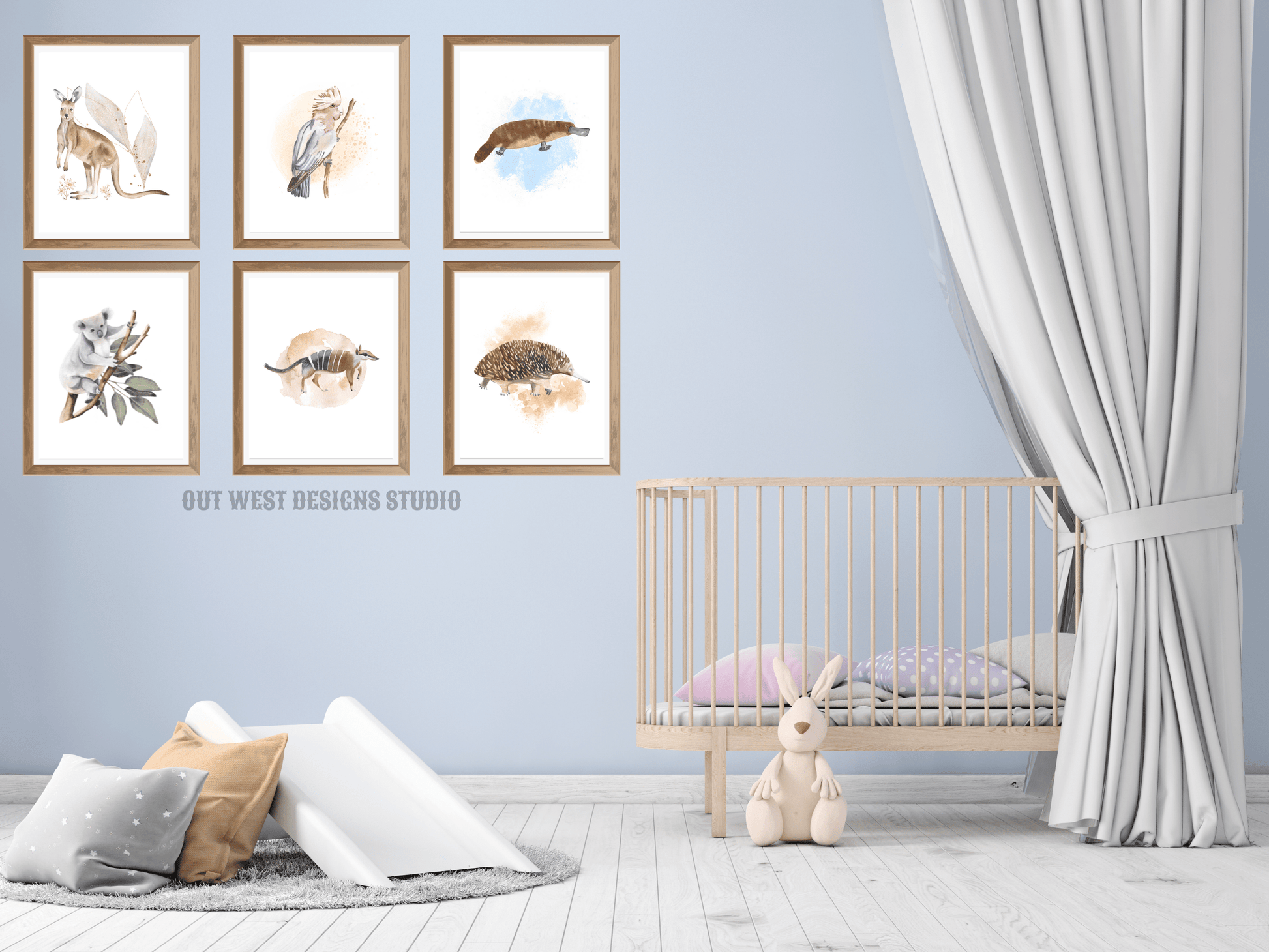 Australian animal print with flora for Nursery print baby toddler girls + boys home wall decor - kids bedroom- Koala, kangaroo, platypus, echidna, galah