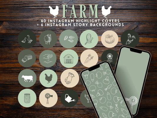 Green Farm homesteading garden floral Instagram highlight covers + story backgrounds - Farming greens IG icons | social media