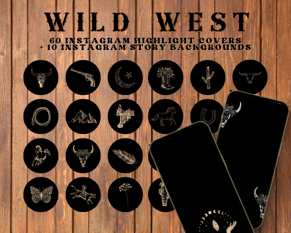 Wild West Cowgirl western Instagram highlight covers + story backgrounds - Black IG icons