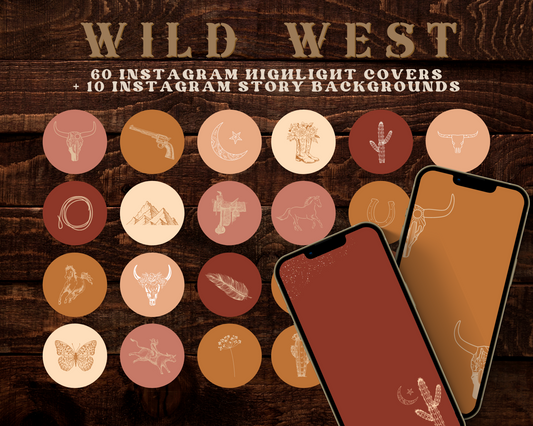 Wild West Cowgirl Instagram highlight covers + story backgrounds - Pink Summer - orange burgundy cream white western IG icons