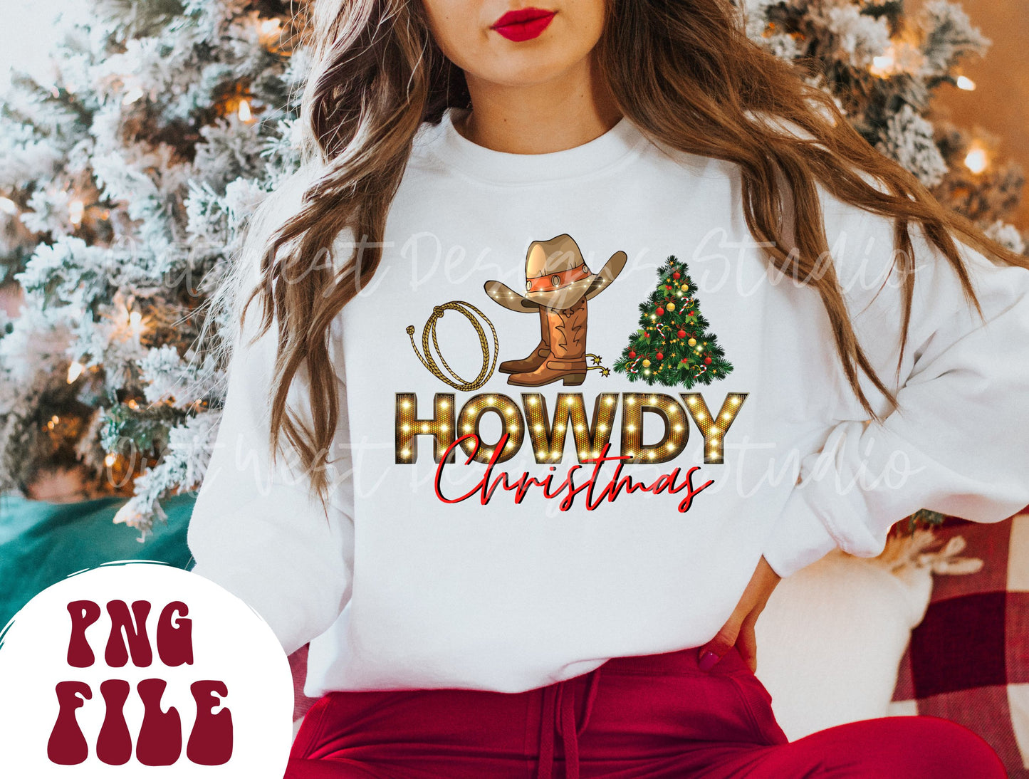 Howdy Christmas png download-Western Christmas png, Happy Holidays png, Country Christmas png, Holiday sublimation, Western png, Howdy png