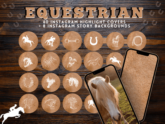 Palomino Equestrian horse riding Instagram highlight covers + story backgrounds - show jumping, pony, dressage, rodeo cowgirl IG icons