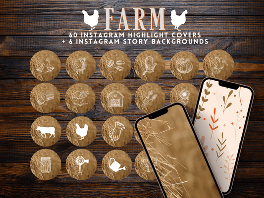 Farm homesteading garden western Instagram highlight covers + story backgrounds - Hay caramel honey brown cream color IG icons