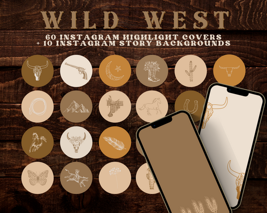 Wild West Cowgirl Instagram highlight covers + story backgrounds - Neutral