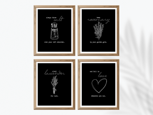 Practical Magic print | Salt Rosemary Lavender Love | Practical Magic Quote | Cottagecore Witchy art digital download print in 3 sizes