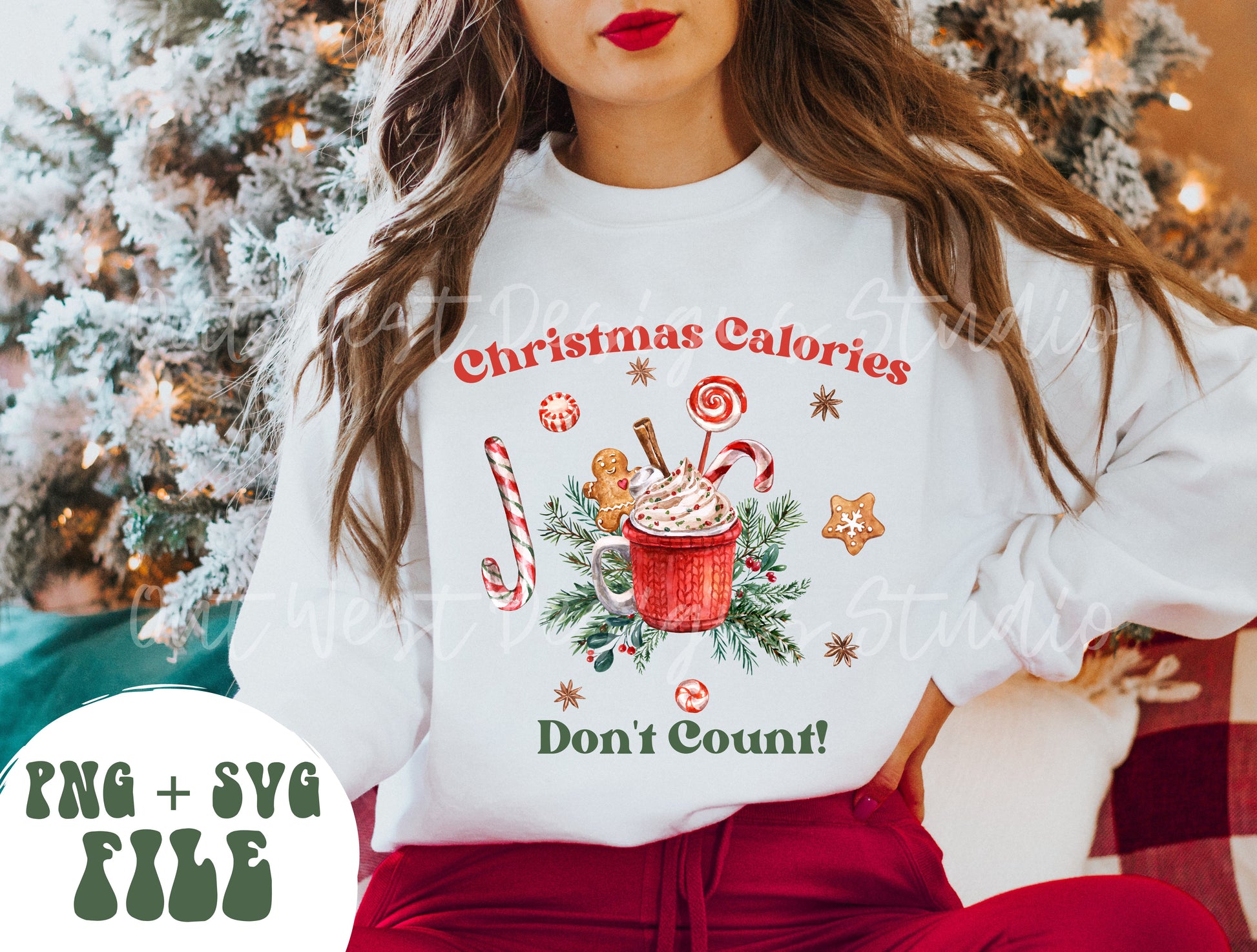 Christmas Calories Don’t Count DIGITAL DOWNLOAD sublimation design PNG file 300 dpi for shirts mugs transfers aprons tumblers candy cookies