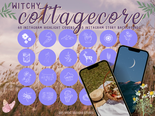 Cottagecore 60 Instagram Practical magic themed IG Highlight covers | Witchy farm Icons Insta Story backgrounds | cottage core Circle Icons