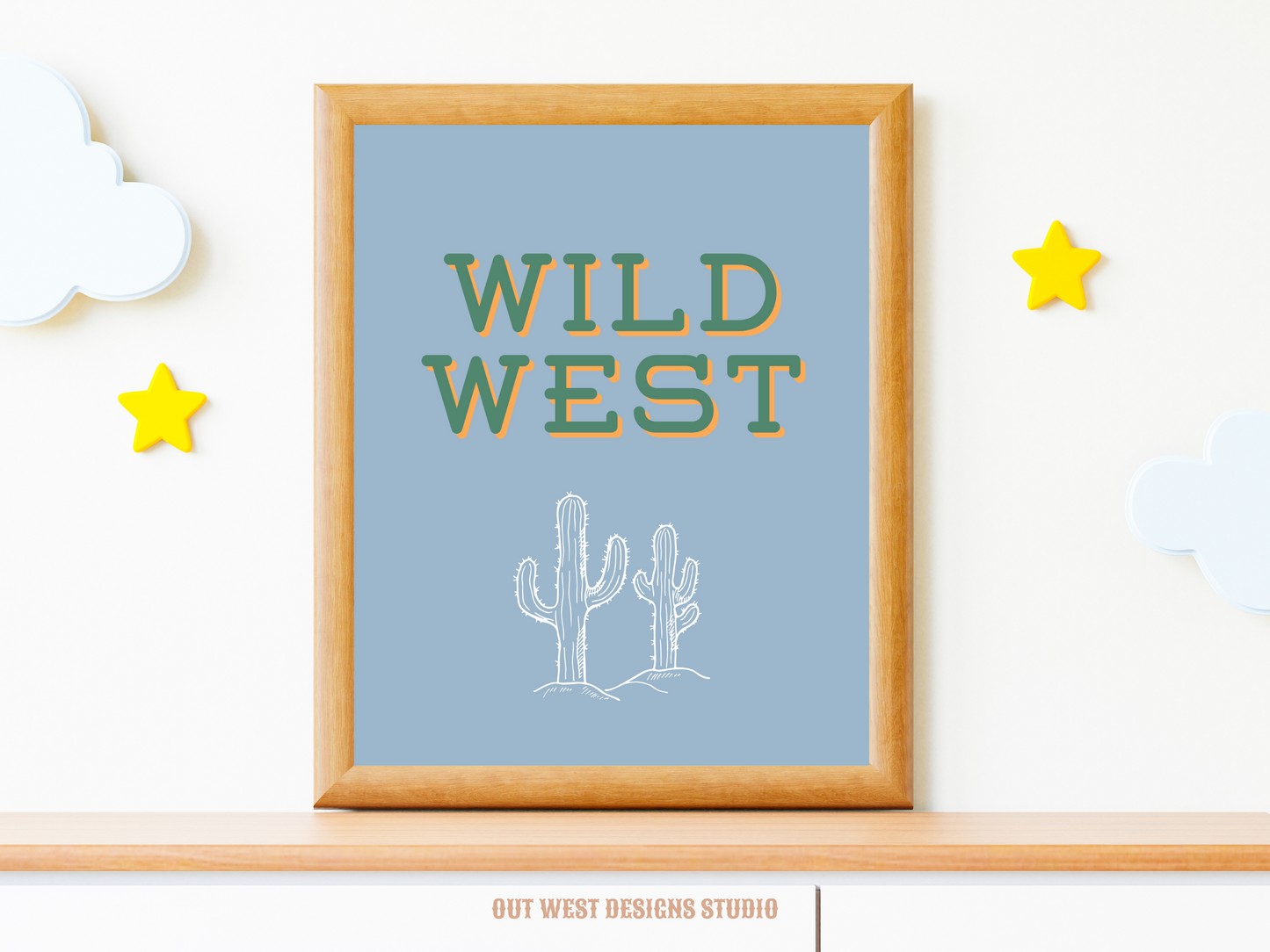 Wild West Cactus print Western- babies girls boys nursery home wall decor play room + kids bedroom poster art Cowboy Cowgirl Southwest rodeo