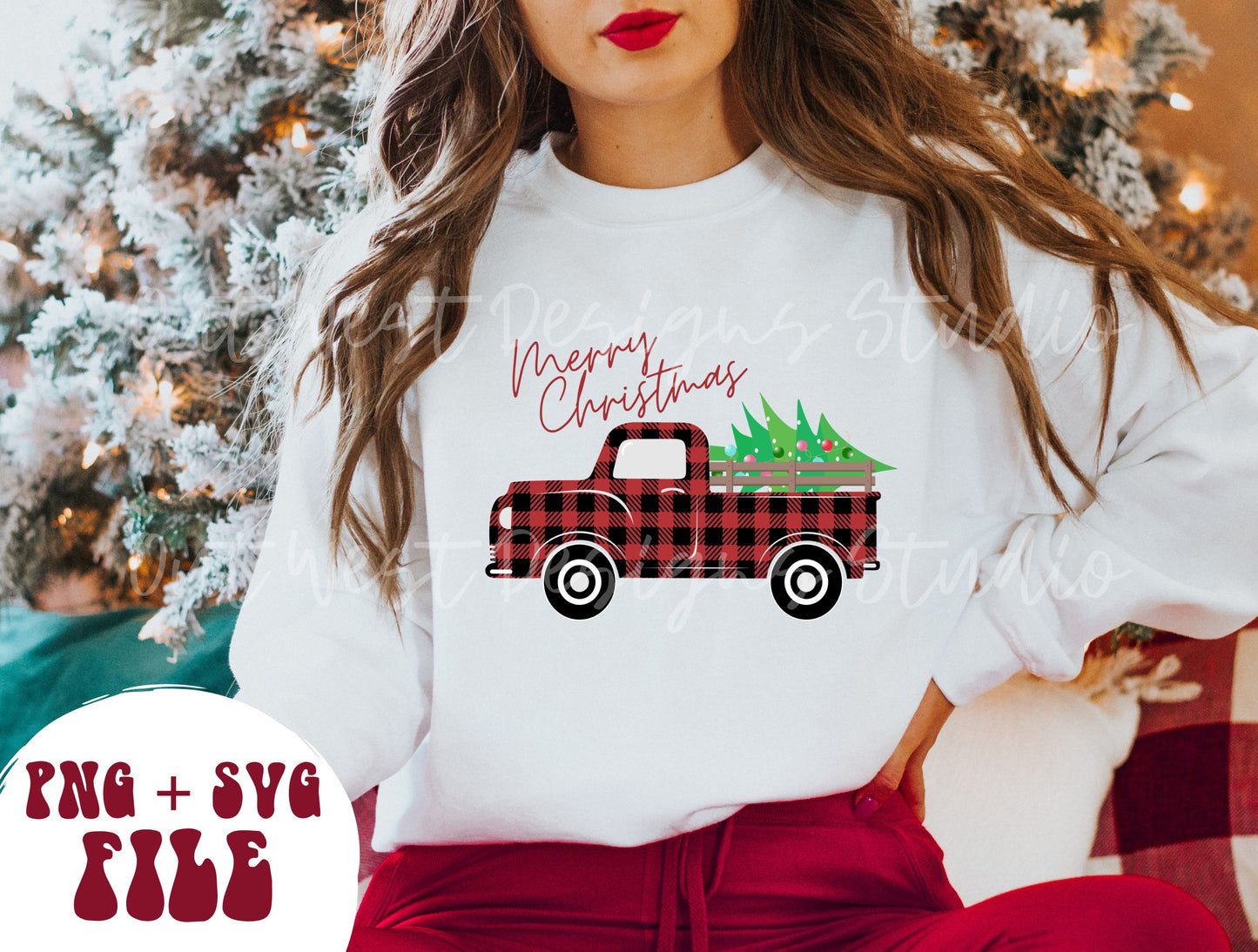 Merry Christmas, Truck Sublimation, Buffalo Plaid Png, Digital Illustration, Sublimation File, Christmas Png, Png Sublimation, Christmas Png SVG