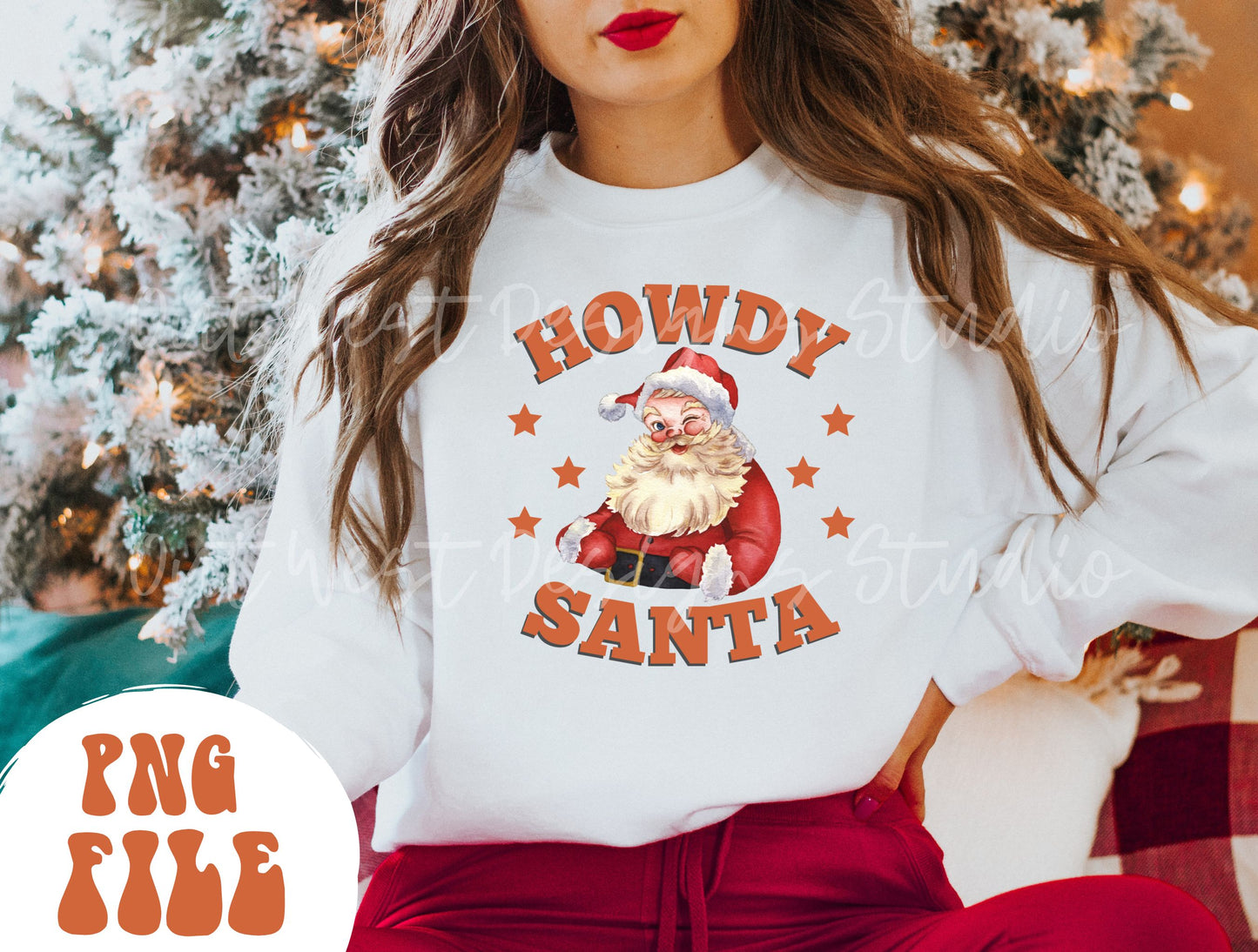 Howdy Santa Country Christmas Vintage Sublimation, Western Png, Digital Illustration, Sublimation File, Christmas Png, Xmas png