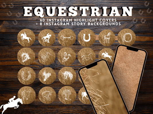 Equestrian horse riding Instagram highlight covers + story backgrounds - Hay tan show jumping, pony, dressage, rodeo cowgirl IG icons