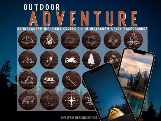 Outdoor Adventure travel boho Instagram highlight covers + story backgrounds - Wooden wood | exploring wanderlust camping IG icons