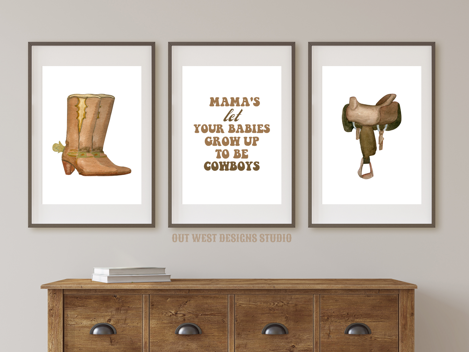 Mama's let your babies grow up to be cowboys print- babies, toddler boys nursery home wall decor - play room + kids bedroom poster art