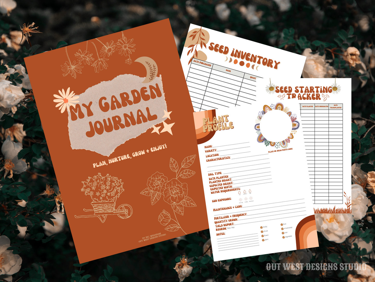 My garden journal diary | keep track of seeding, harvest, inventory + design your own layout | Homesteading book | flower + plant planner