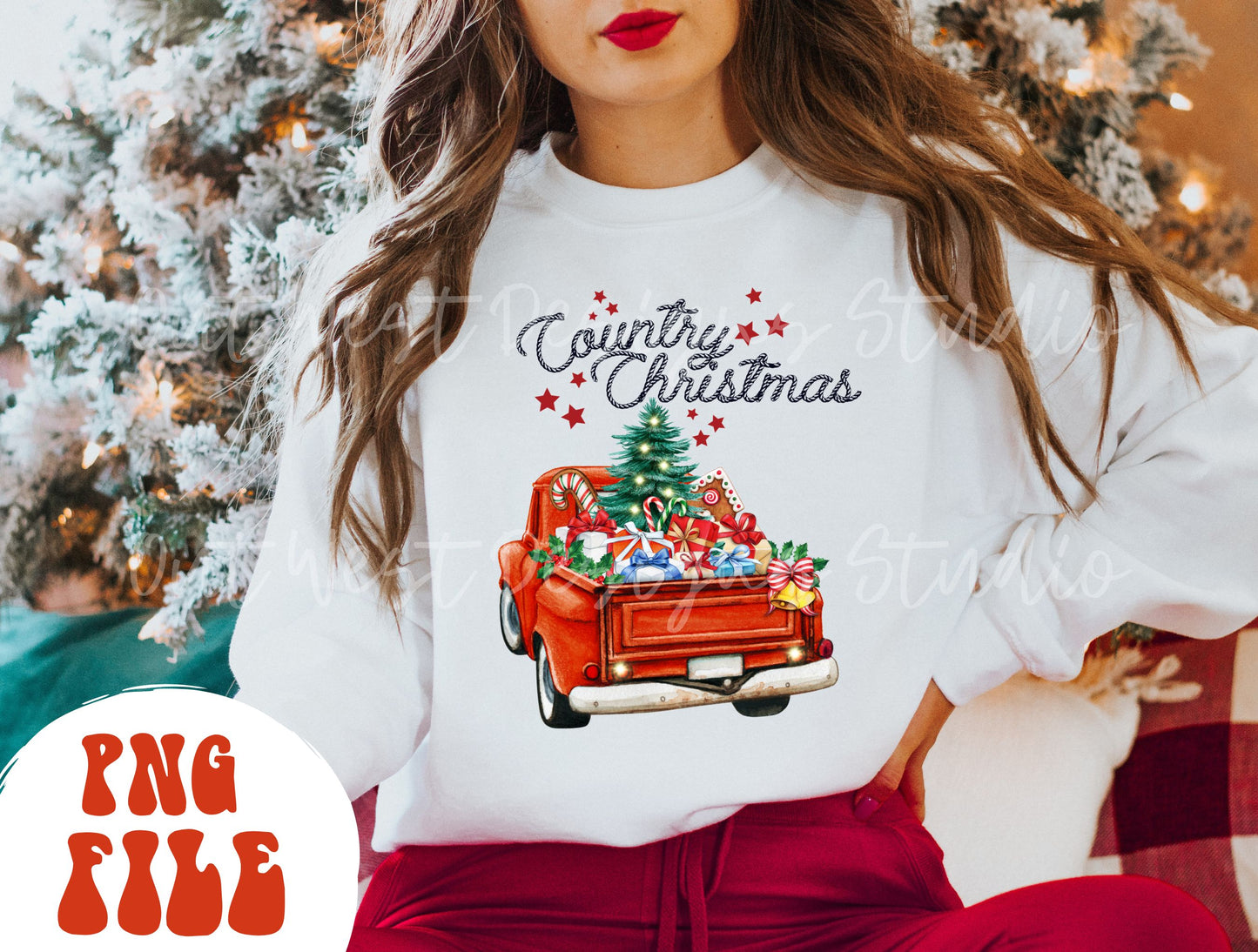 Country Christmas Western Vintage Truck Sublimation, Cowboy Png, Digital Illustration, Sublimation File, Christmas Png, Xmas png, Cowgirl