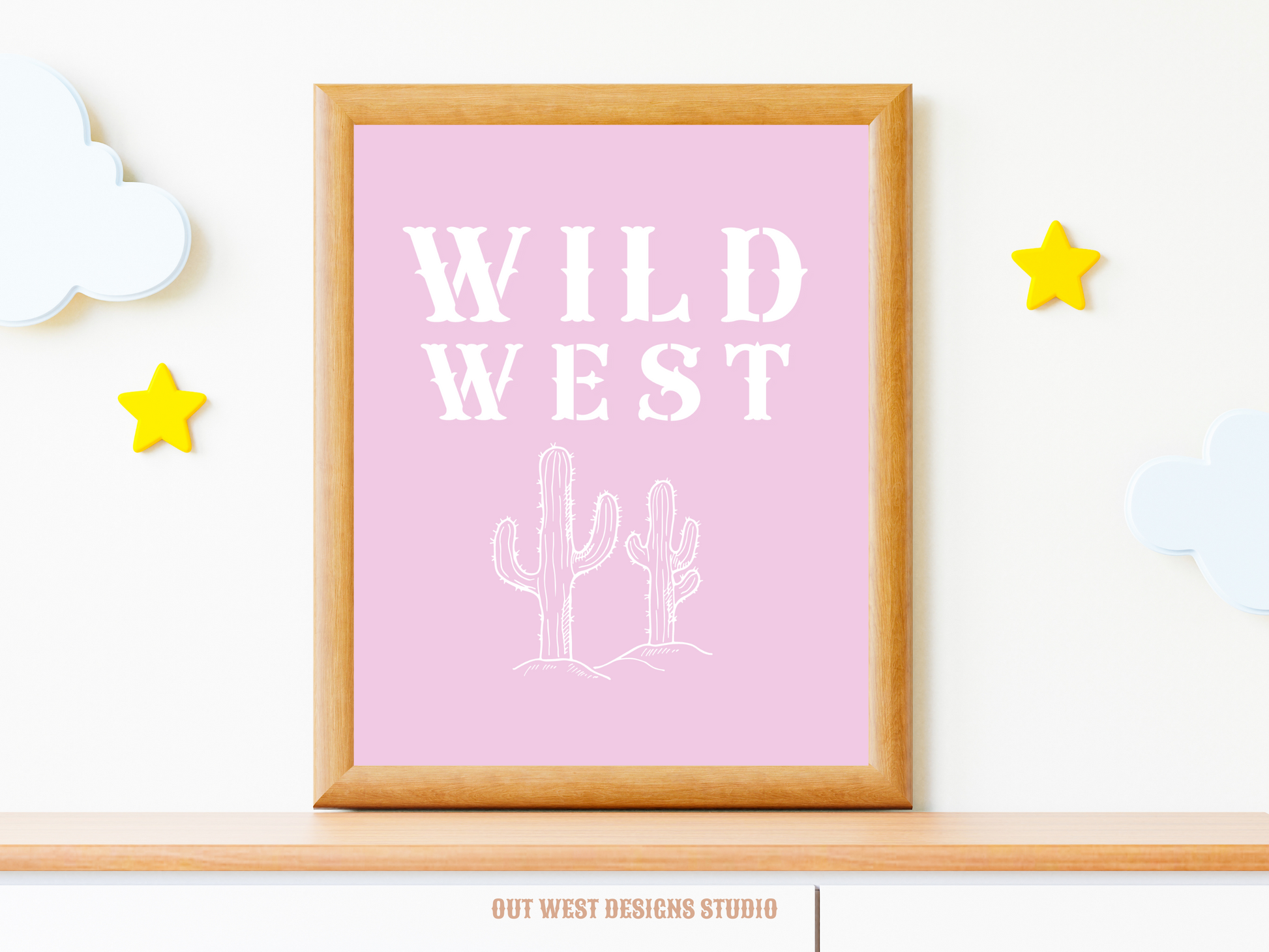 Wild West Cactus print Western- babies girls boys nursery home wall decor play room + kids bedroom poster art Cowboy Cowgirl Southwest rodeo