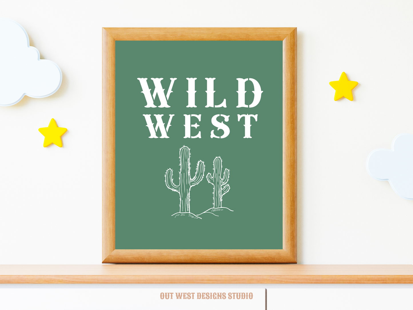 Wild West Cactus print Western- babies girls boys nursery home wall decor play room + kids bedroom poster art Cowboy Cowgirl Southwest rodeo