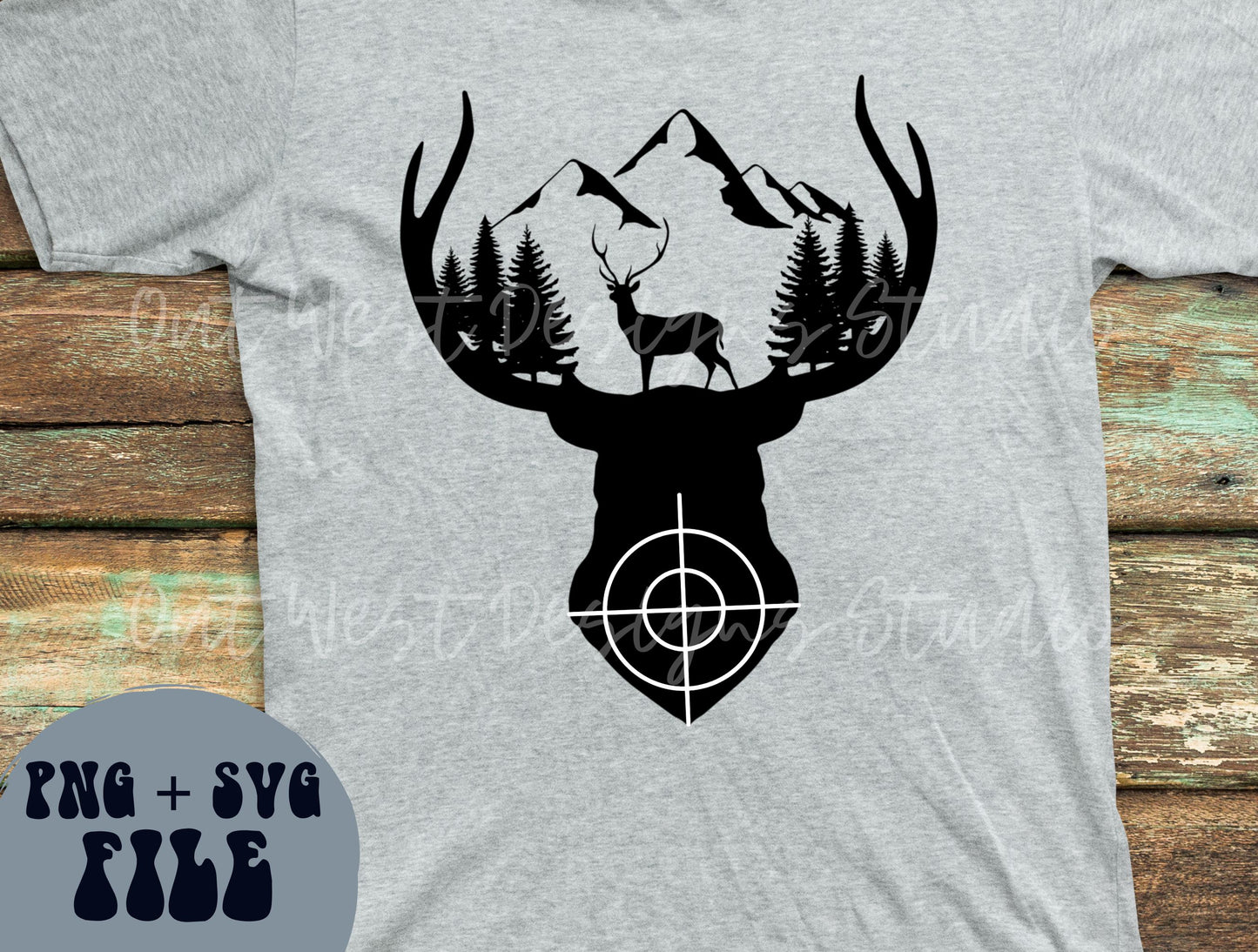 Deer Antler and Mountains Country SVG + PNG, Buck hunting Season | Cut file Sublimation Design instant Downloads | Digital files