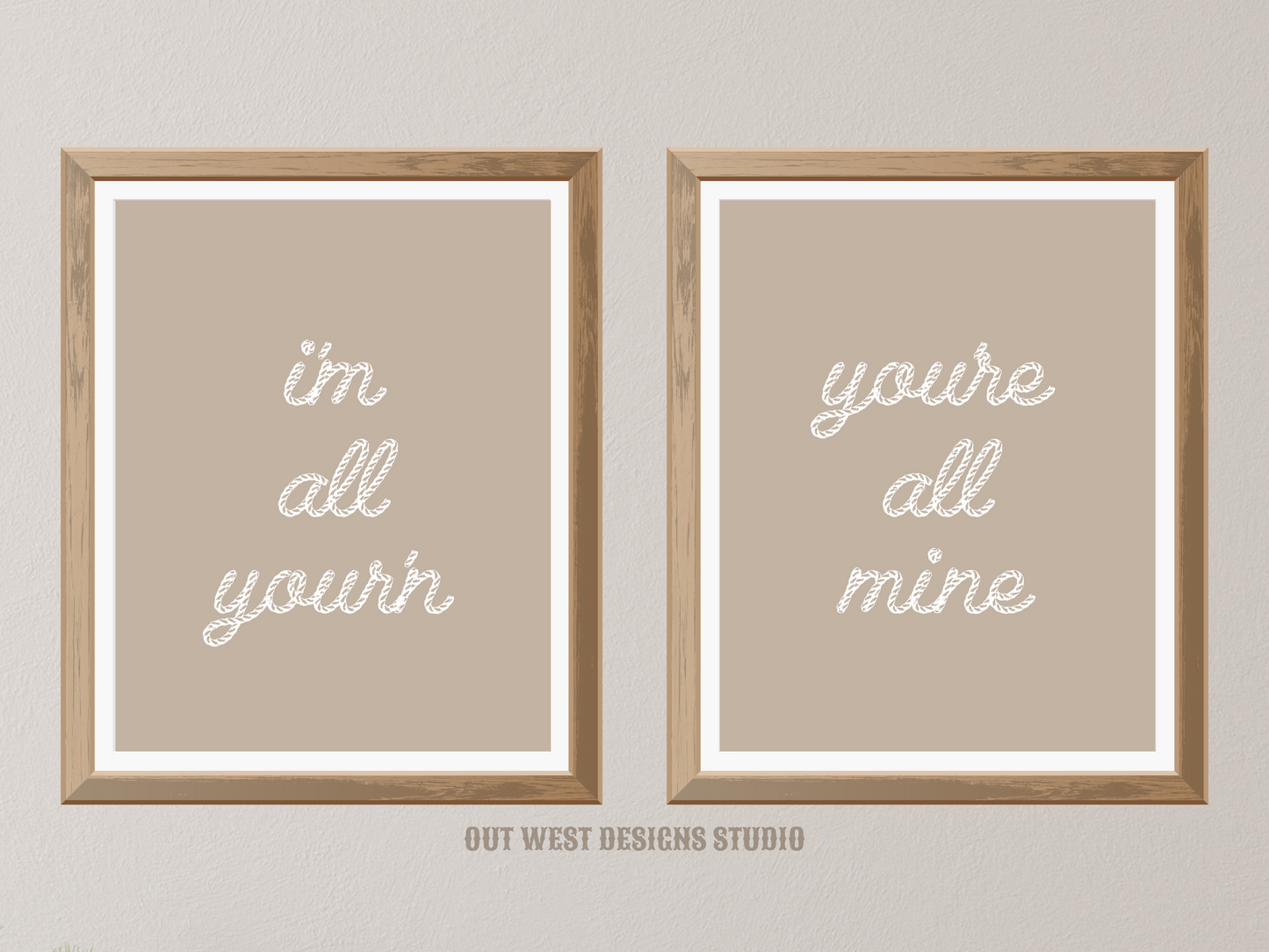 Printable Tyler Childers set of 2 prints in cream +black - I'm all your'n Western home decor Poster wall art Cowgirl cowboy south western!