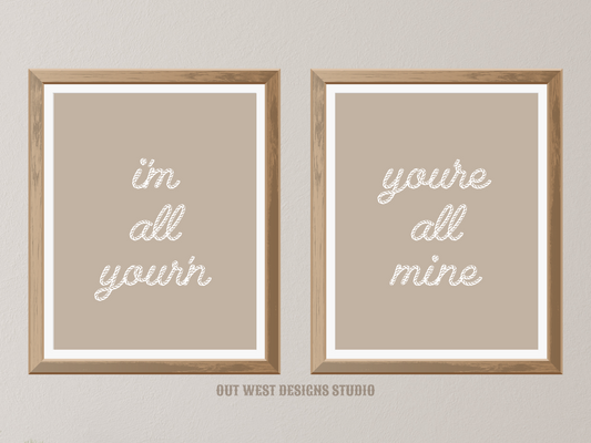 Printable Tyler Childers set of 2 prints in cream +black - I'm all your'n Western home decor Poster wall art Cowgirl cowboy south western!