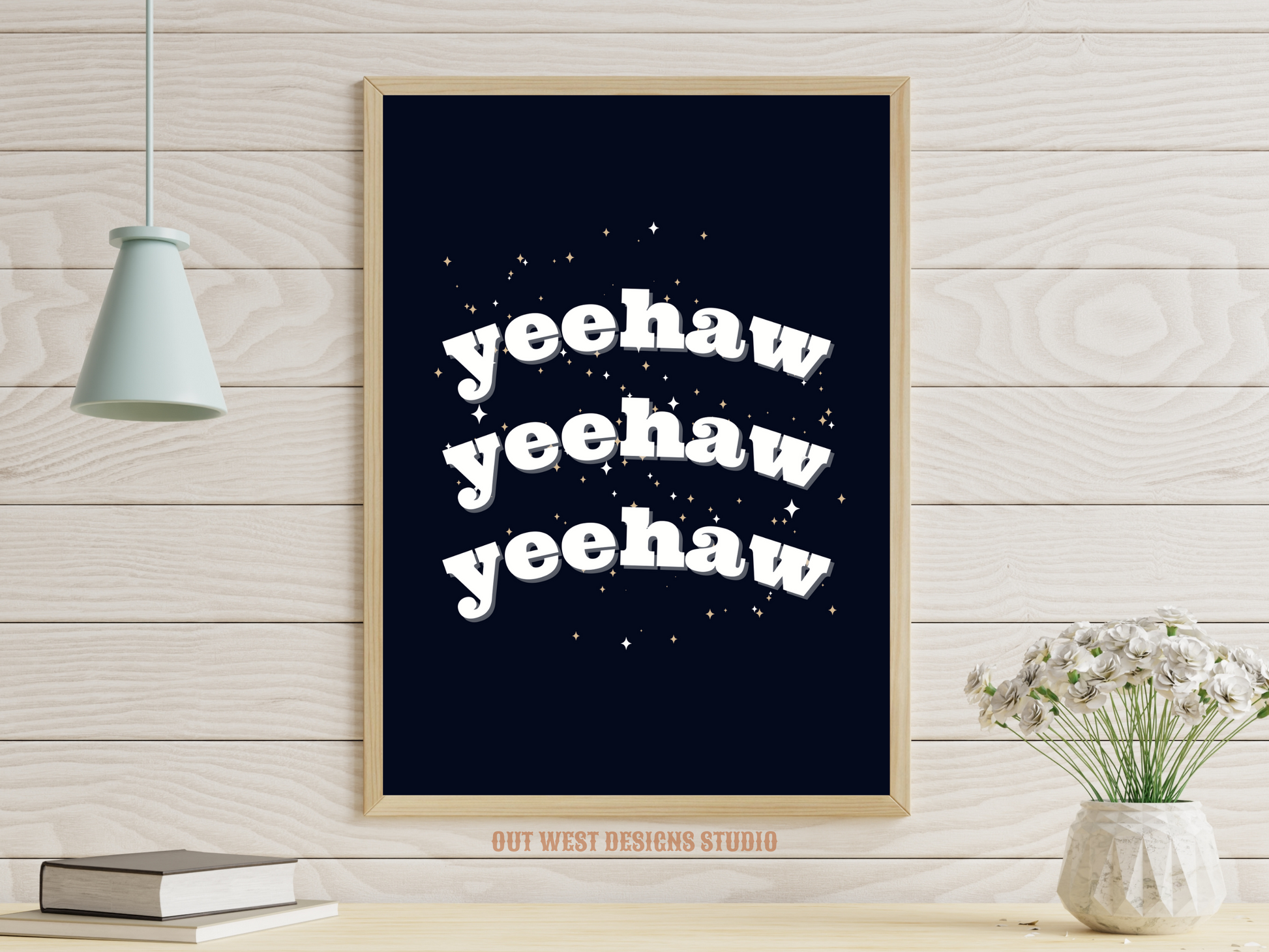 Yee haw cowgirl print color - Western home decor - Retro Poster wall bedroom, hallway, lounge room southern western art!