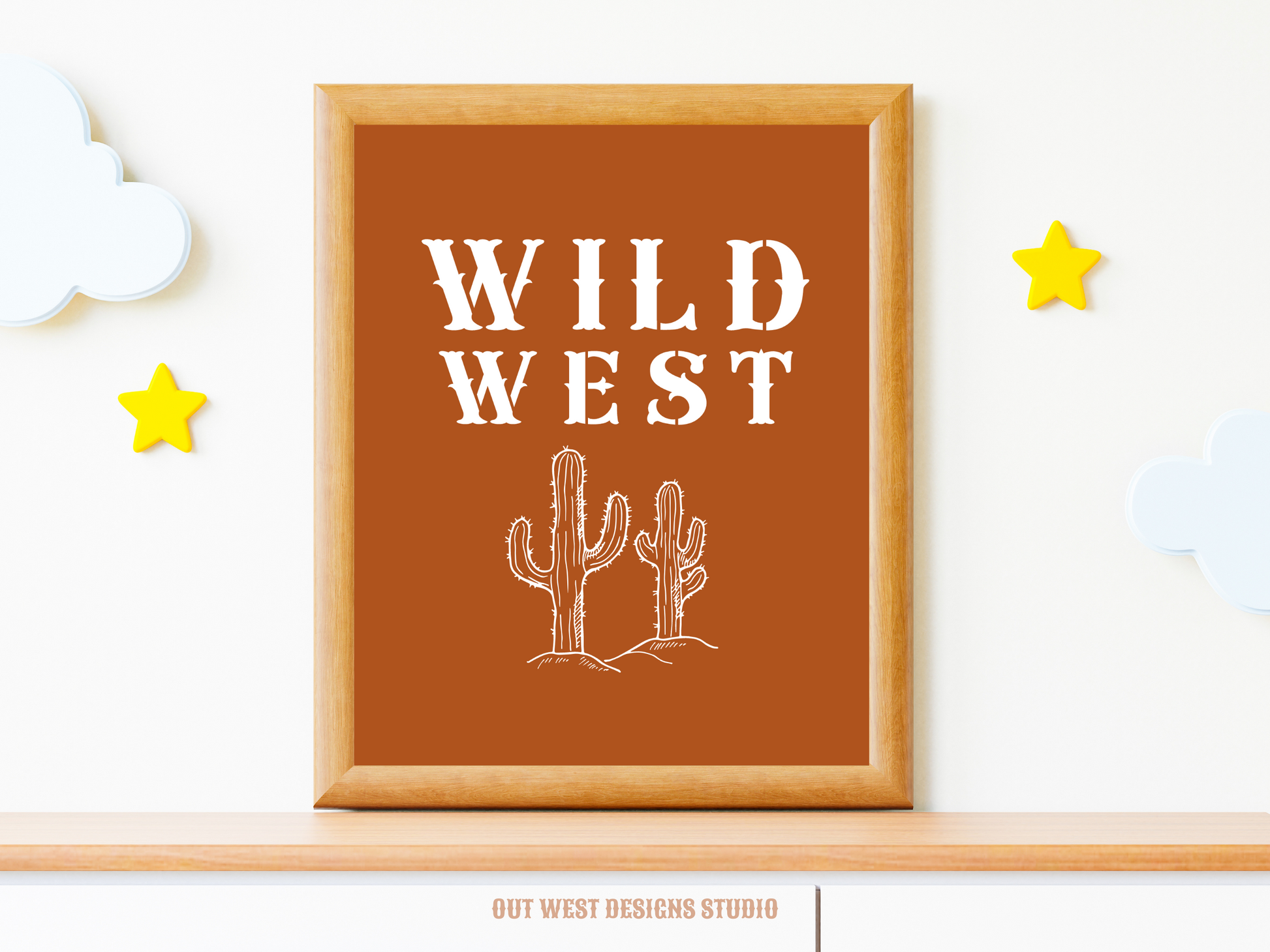 Wild West Cactus print Western- babies girls boys nursery home wall decor play room + kids bedroom poster art Cowboy Cowgirl Southwest rodeo