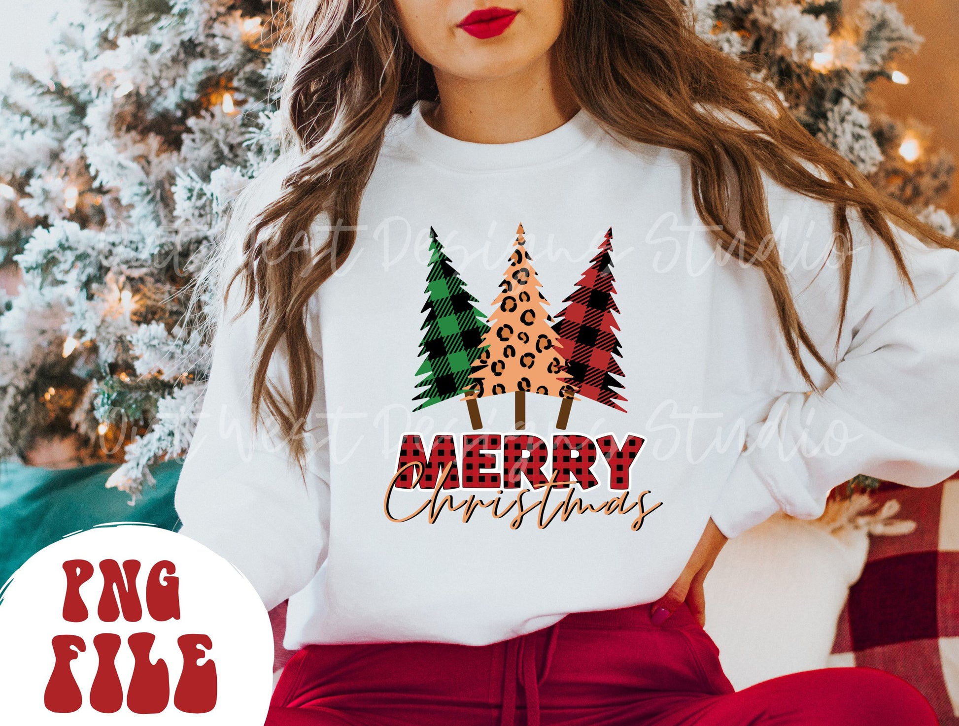 Merry Christmas Leopard and Plaid tree PNG shirt merch Sublimation, Western Png, Digital Illustration, Grunge christmas, Boho christmas Xmas.