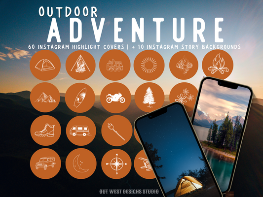Outdoor Adventure travel boho Instagram highlight covers + story backgrounds - orange | exploring wanderlust camping IG icons