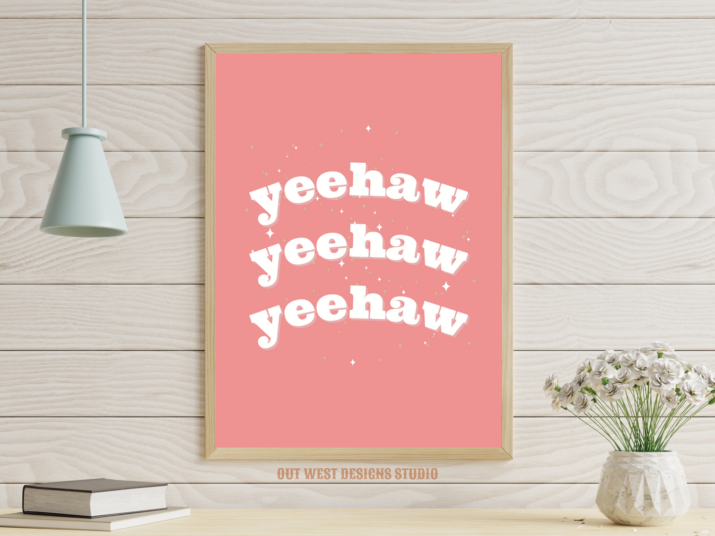 Yee haw cowgirl print color - Western home decor - Retro Poster wall bedroom, hallway, lounge room southern western art!