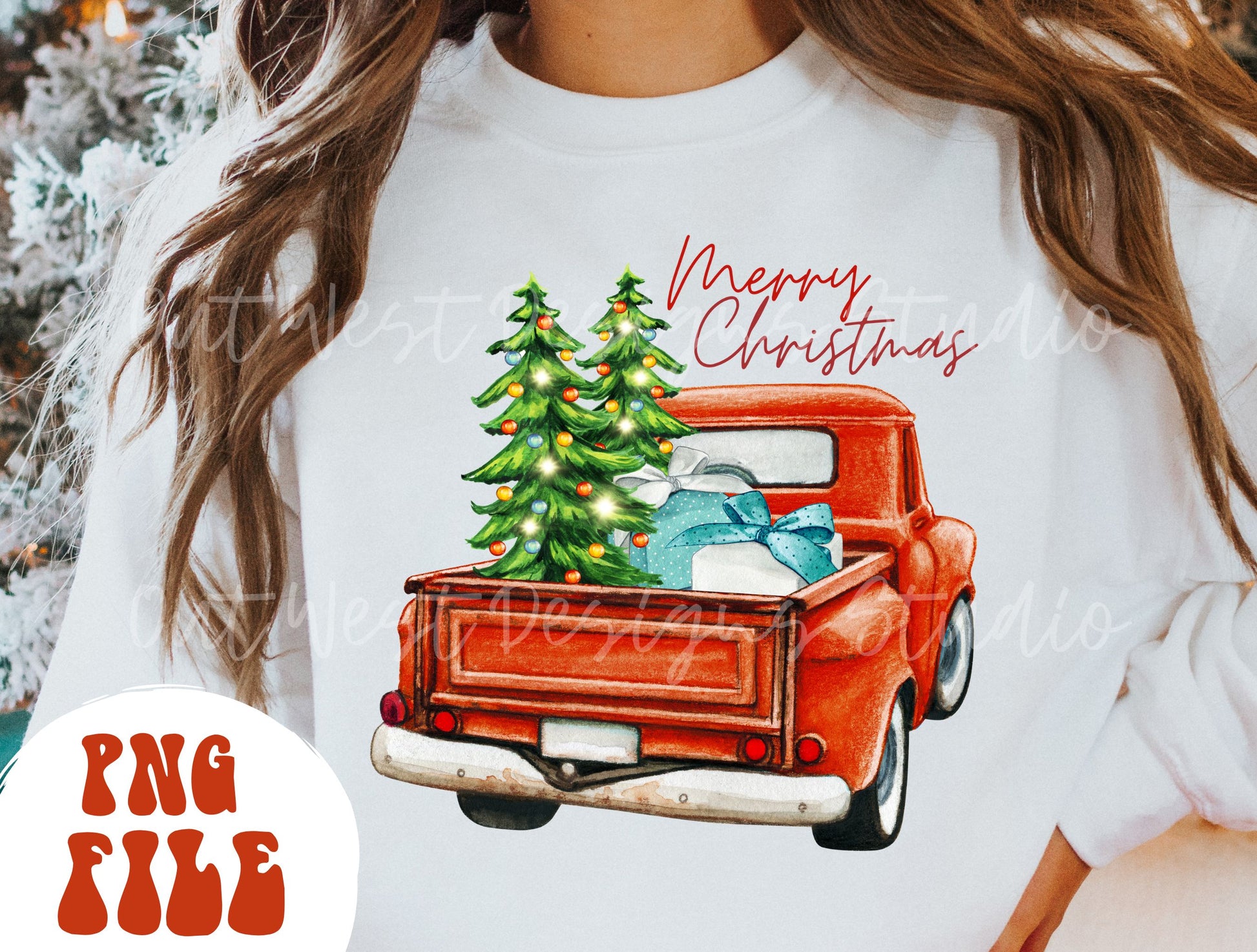 Country Christmas Vintage Truck Sublimation, Western Png, Digital Illustration, Sublimation File, Christmas Png, Xmas png