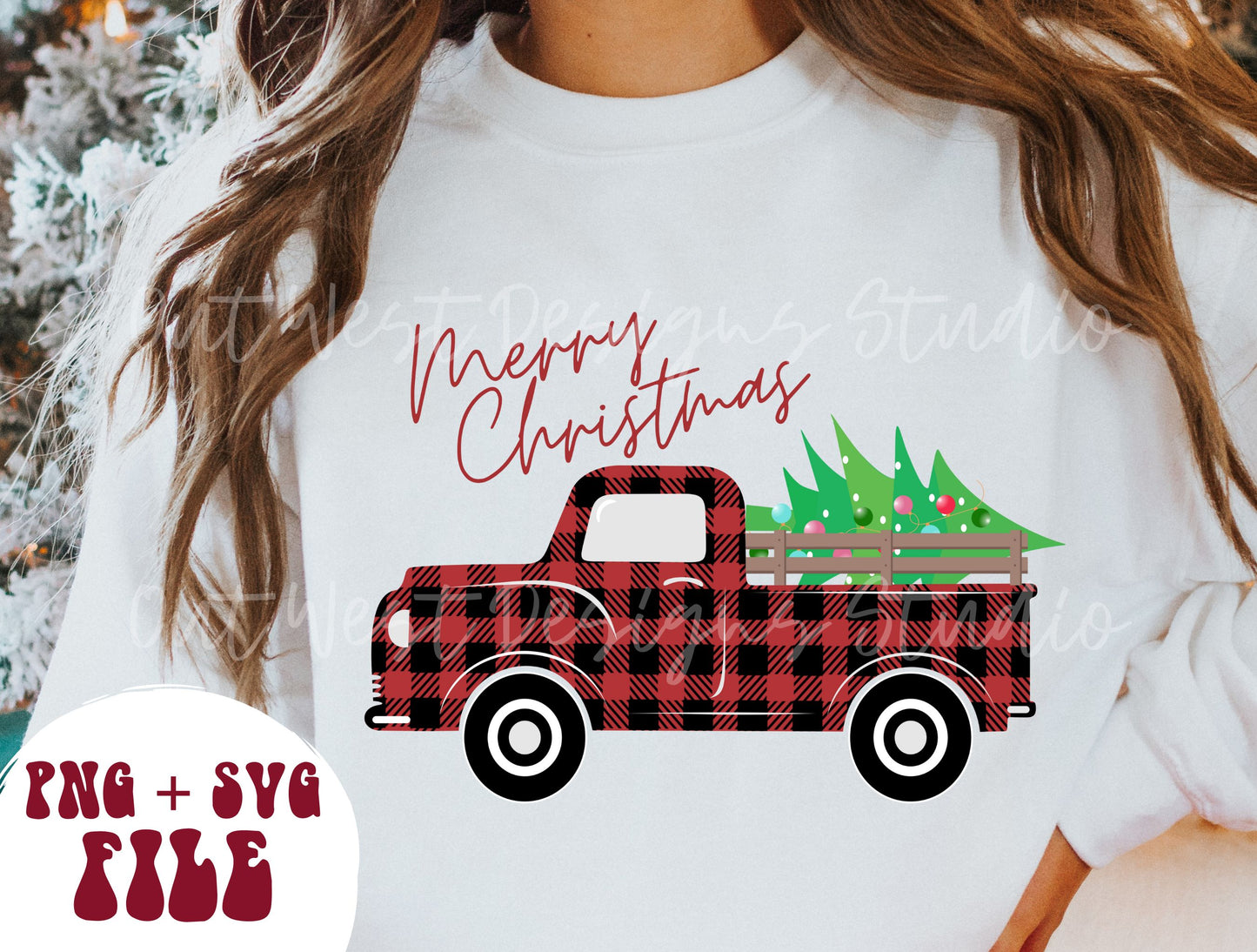 Merry Christmas, Truck Sublimation, Buffalo Plaid Png, Digital Illustration, Sublimation File, Christmas Png, Png Sublimation, Christmas Png SVG