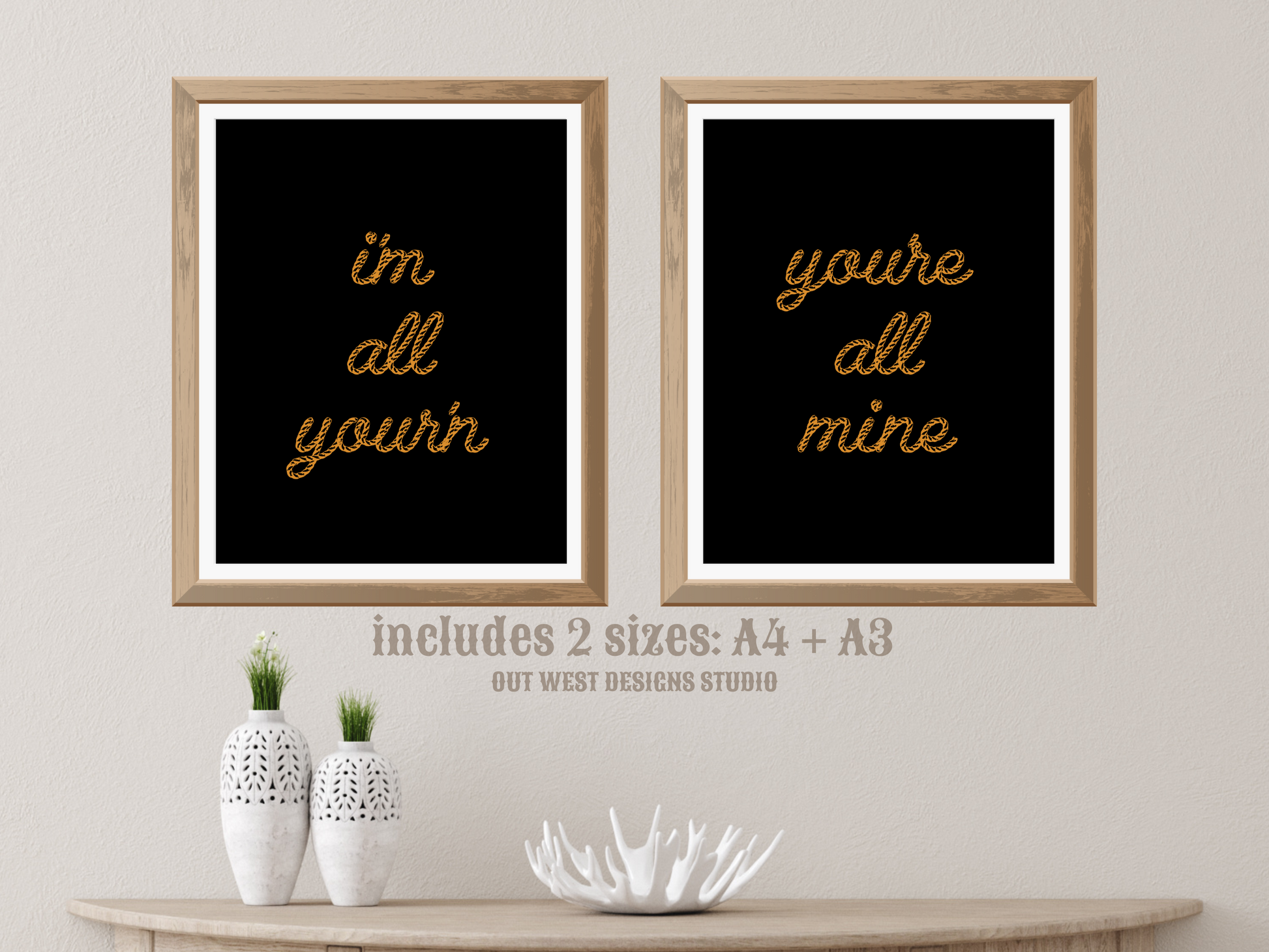 Printable Tyler Childers set of 2 prints in cream +black - I'm all your'n Western home decor Poster wall art Cowgirl cowboy south western!