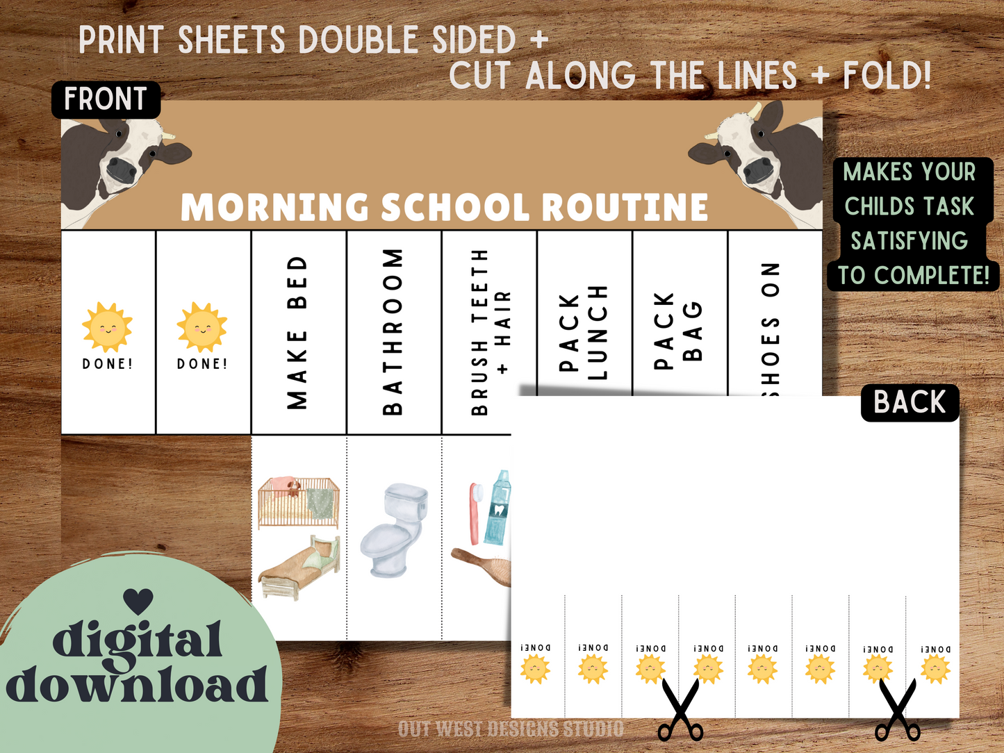 Farm Morning School Routine | Digital wakeup Flip Chart | Chore Checklist Printable | Schedule for Kid | Montessori planner farming country