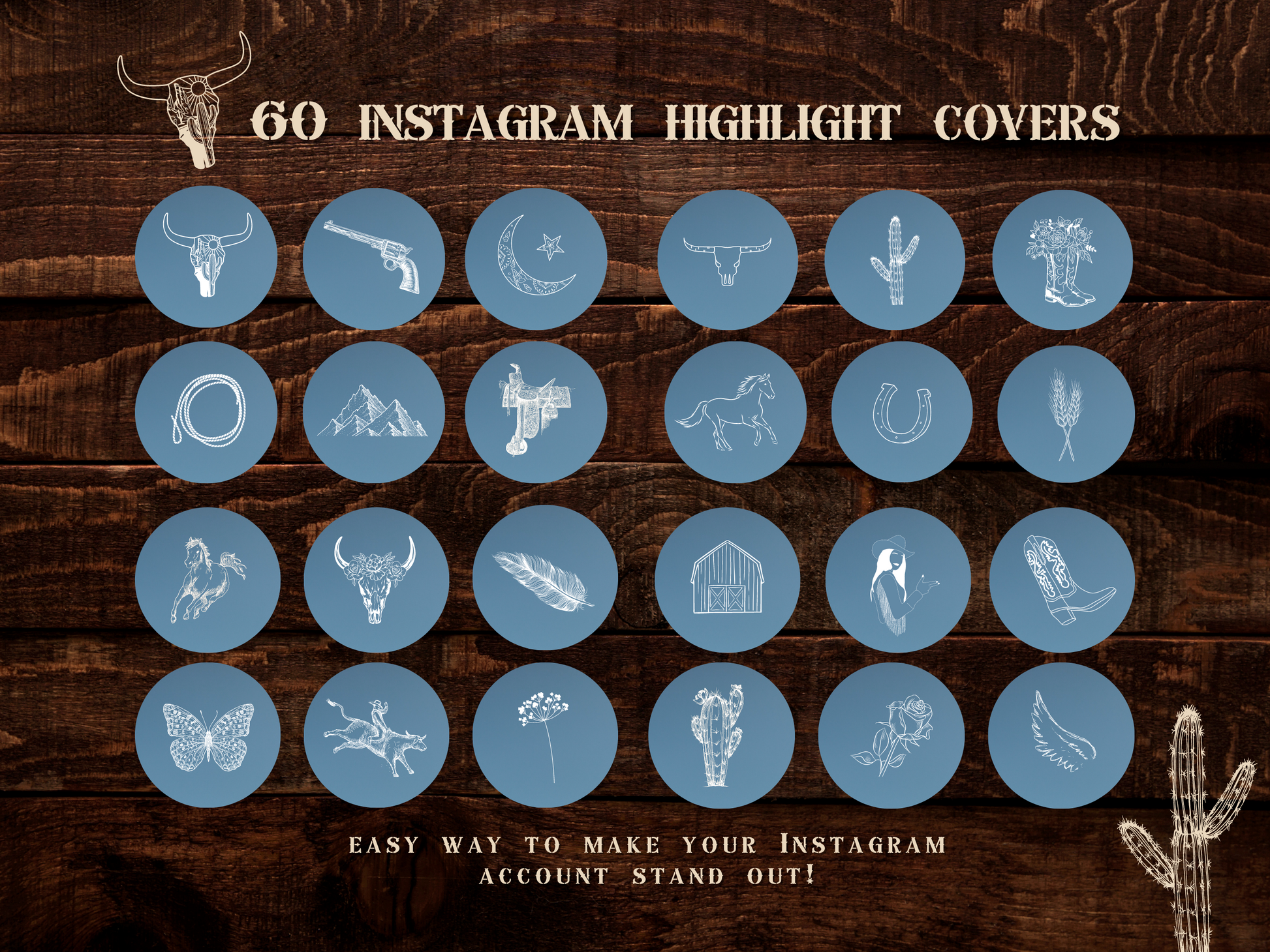 Wild West Big sky Cowgirl Instagram highlight covers + story backgrounds - Western Southwest Blue Montana ranch cowboy western IG icons