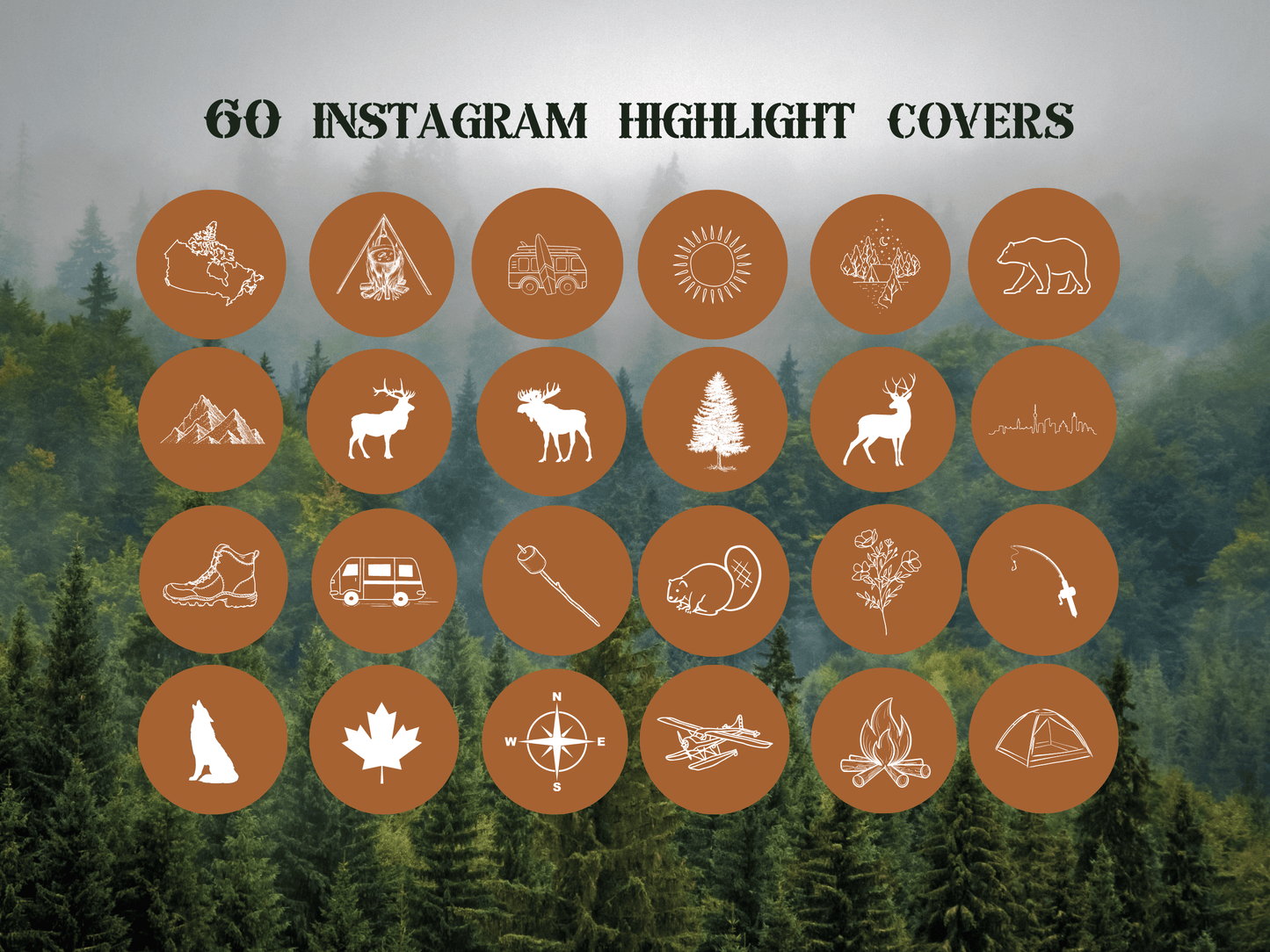 Canada Adventure travel boho Instagram highlight covers + story backgrounds - Canadian Tan brown | exploring wanderlust camping IG icons