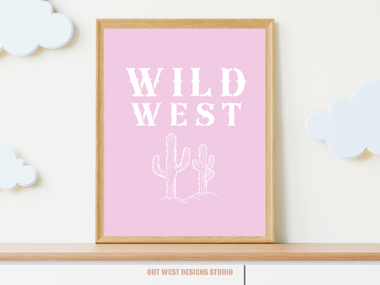 Wild West Cactus print Western- babies girls boys nursery home wall decor play room + kids bedroom poster art Cowboy Cowgirl Southwest rodeo