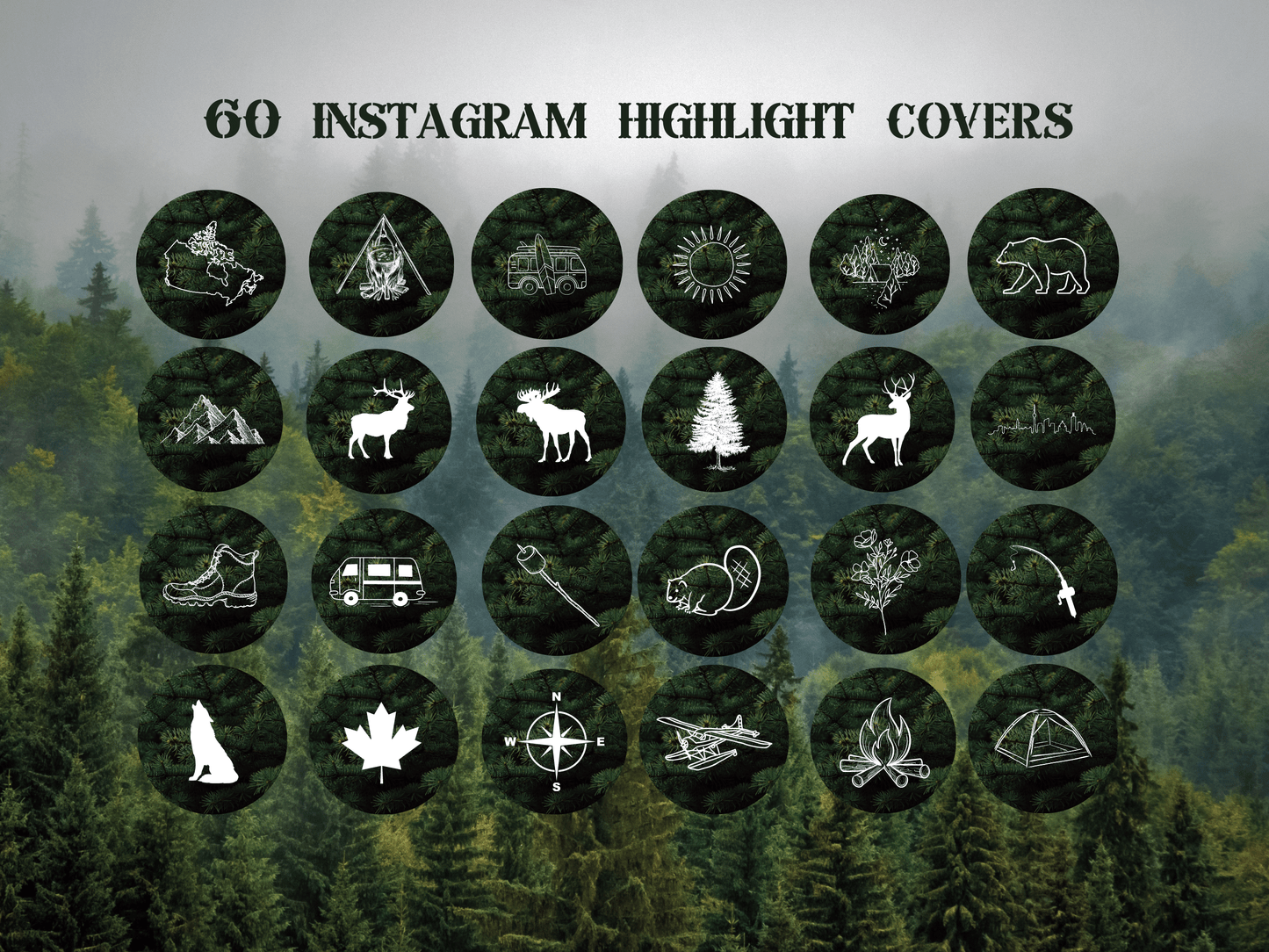 Canada Adventure travel boho Instagram highlight covers + story backgrounds - Canadian pine tree | exploring wanderlust camping IG icons