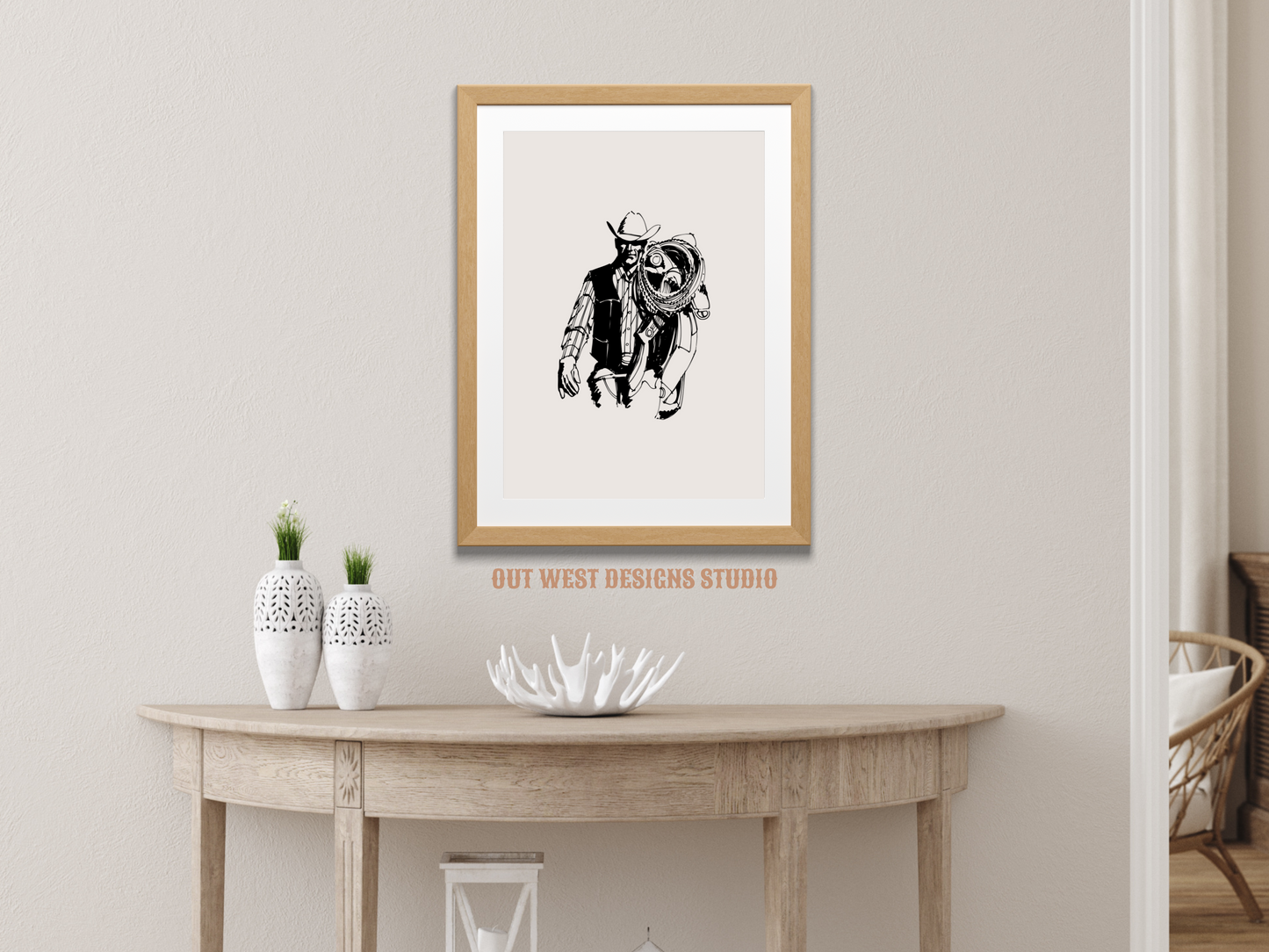 Printable Cowboy John Wayne western print - white - Western home decor Poster wall art long country sheriff south western!