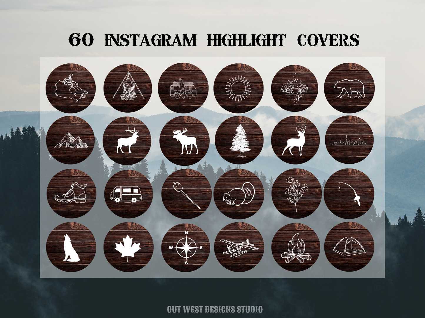 Canada Adventure travel boho Instagram highlight covers + story backgrounds - Canadian wood nature | exploring wanderlust camping IG icons