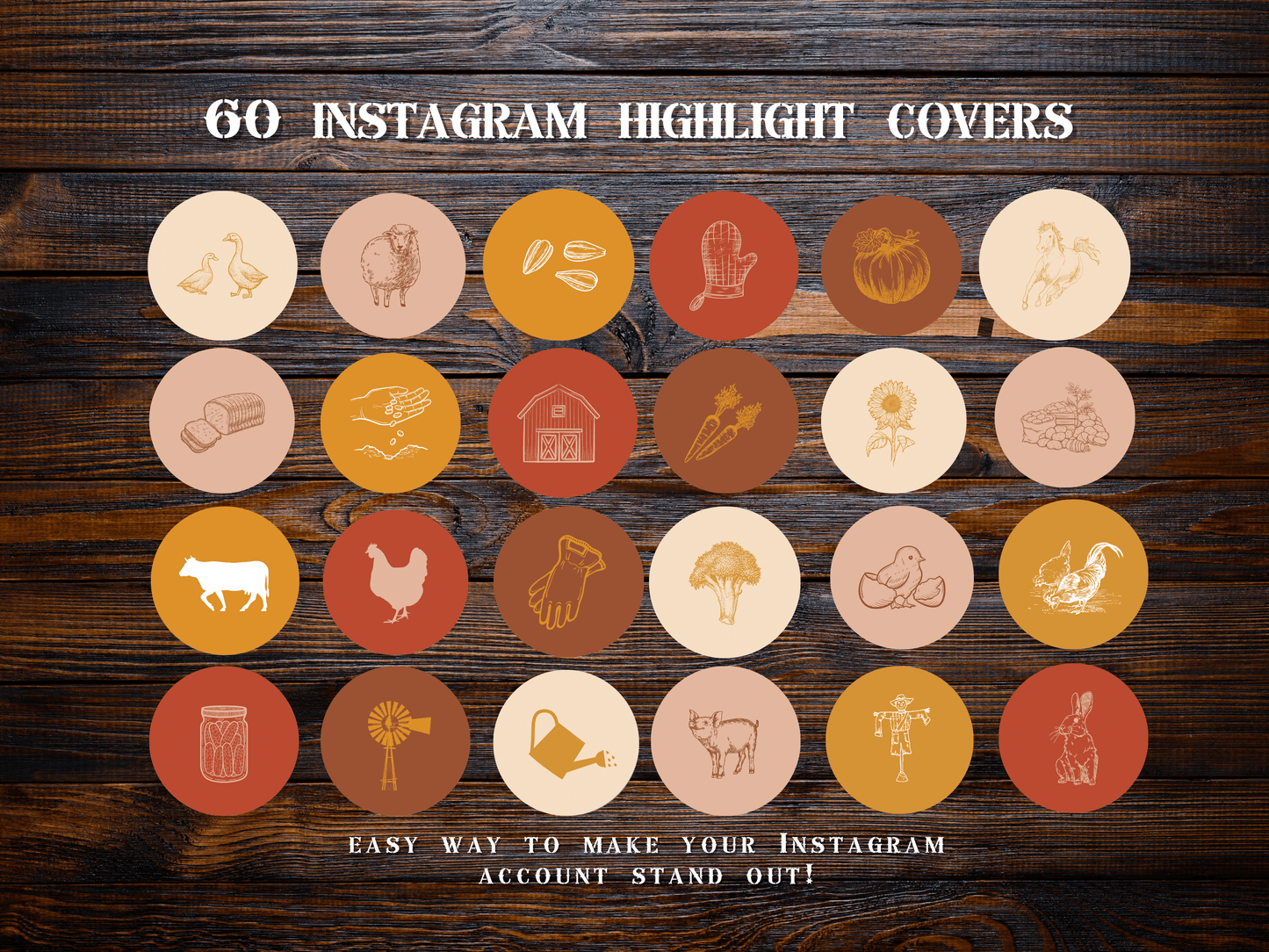 Fall Farm homesteading garden Instagram highlight covers + story backgrounds Farming autumn IG icons social media icons Neutral earthy