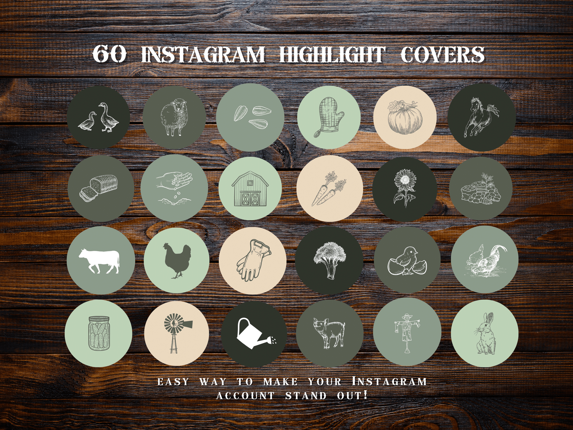 Green Farm homesteading garden floral Instagram highlight covers + story backgrounds - Farming greens IG icons | social media