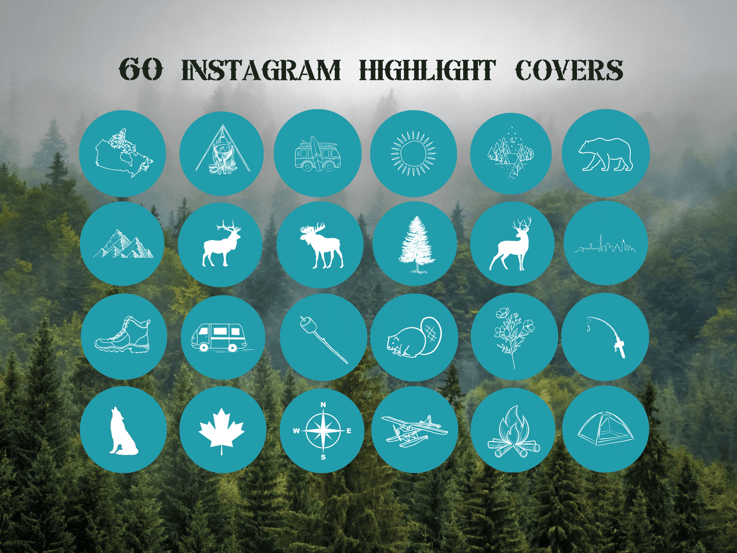 Canada Adventure travel boho Instagram highlight covers + story backgrounds - Canadian Turquoise | exploring wanderlust camping IG icons