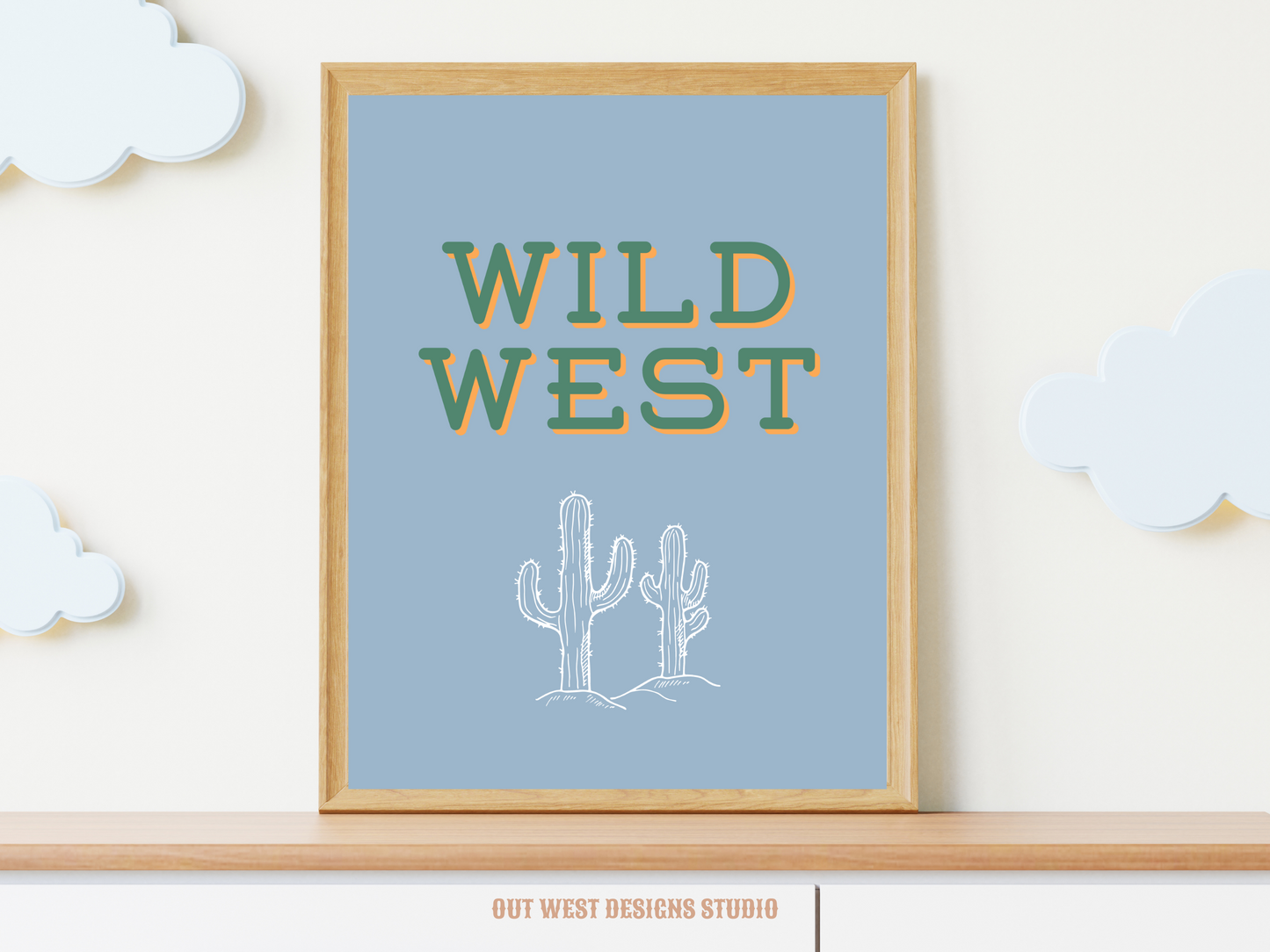 Wild West Cactus print Western- babies girls boys nursery home wall decor play room + kids bedroom poster art Cowboy Cowgirl Southwest rodeo