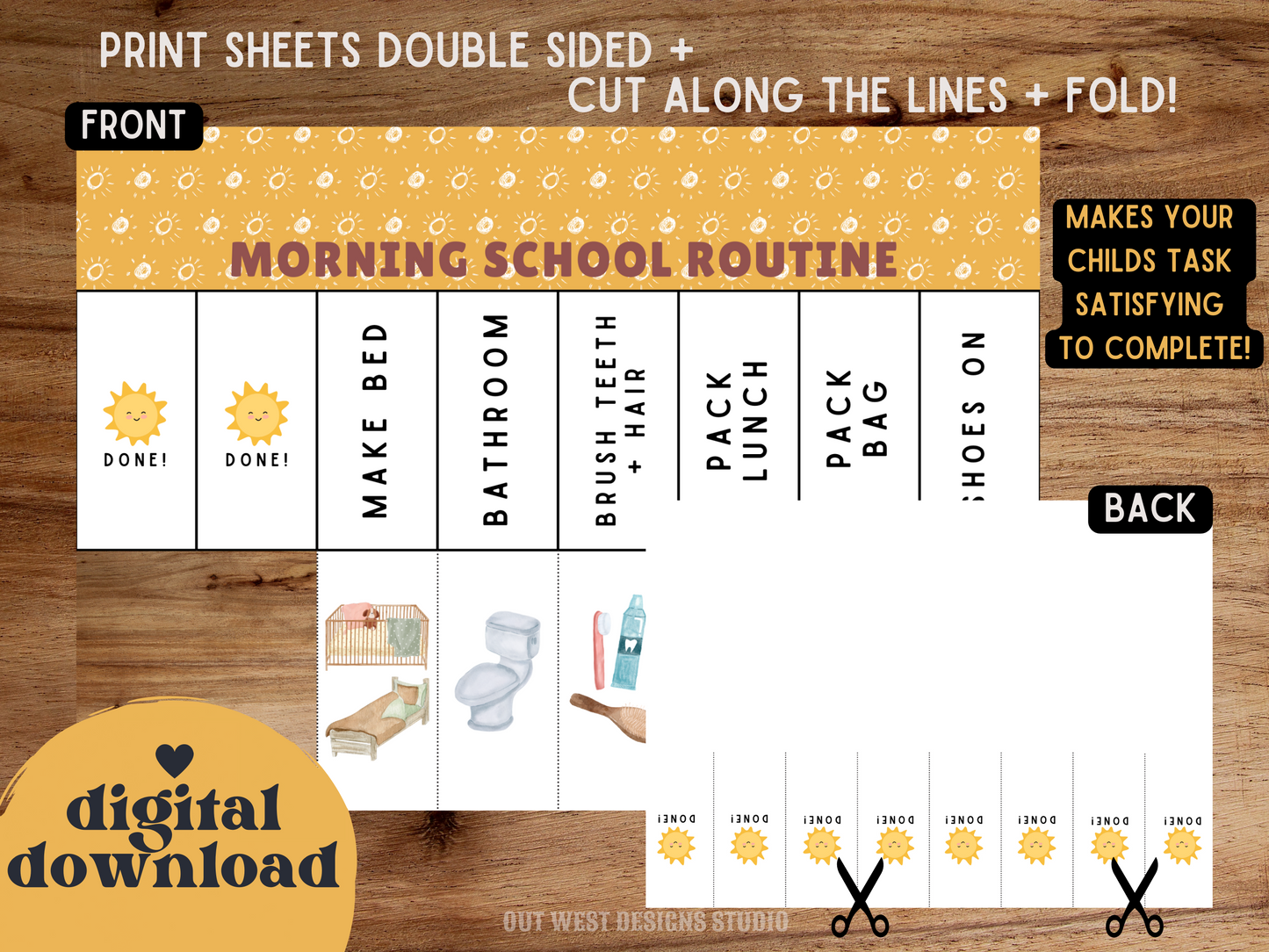  Boho Morning School Routine | Digital wakeup Flip Chart | Chore Checklist | Printable | Schedule for Kid | Montessori planner