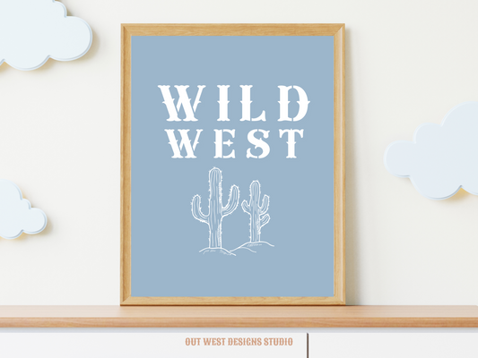 Wild West Cactus print Western- babies girls boys nursery home wall decor play room + kids bedroom poster art Cowboy Cowgirl Southwest rodeo