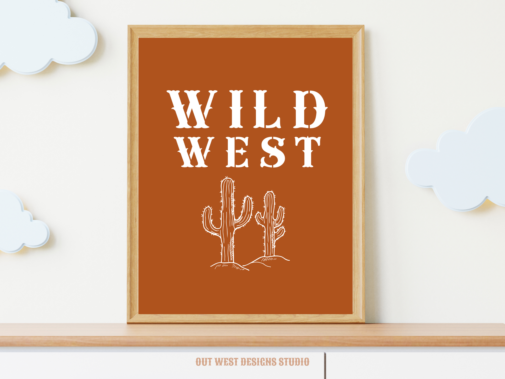 Wild West Cactus print Western- babies girls boys nursery home wall decor play room + kids bedroom poster art Cowboy Cowgirl Southwest rodeo