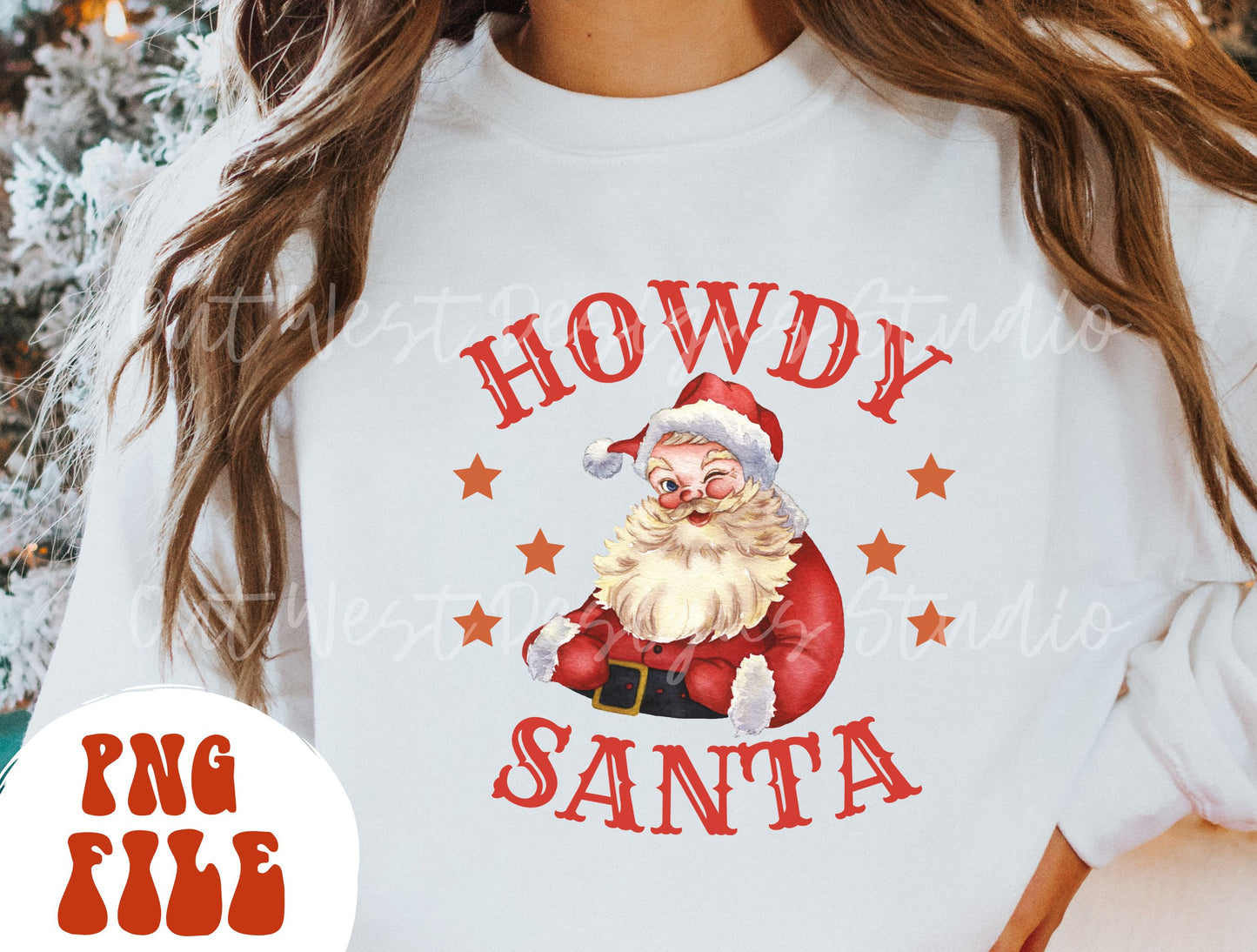 Howdy Santa Country Christmas Vintage Sublimation, Western Png, Digital Illustration, Sublimation File, Christmas Png, Xmas png