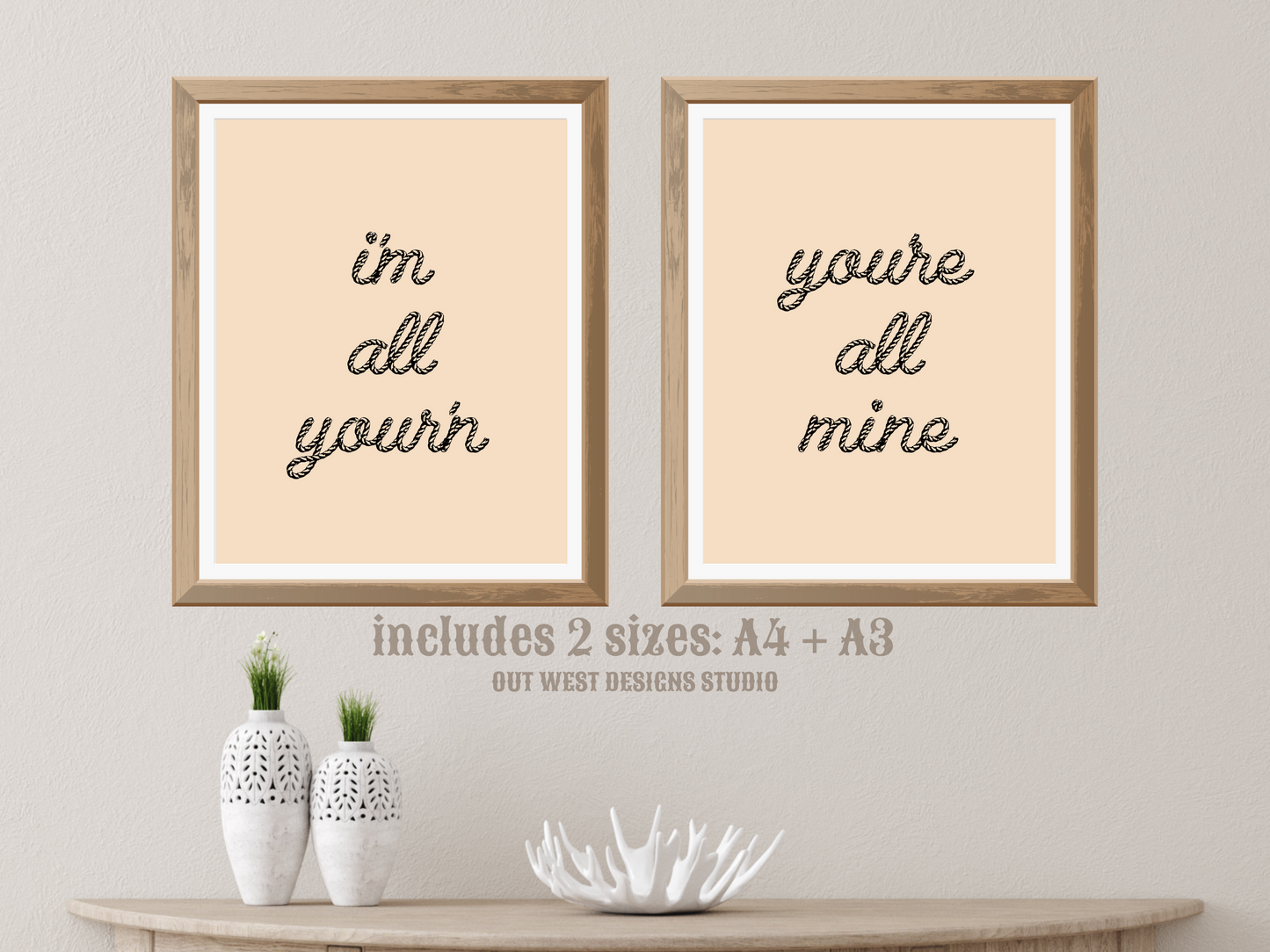 Printable Tyler Childers set of 2 prints in cream +black - I'm all your'n Western home decor Poster wall art Cowgirl cowboy south western!